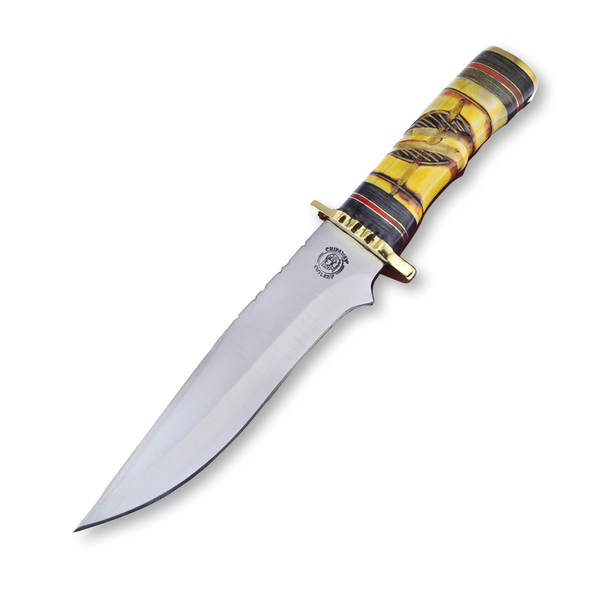 Frost Chipaway Cutlery Sitting Bear Yellow Bone Fixed Blade Hunting Knife FRCW024YB View 1