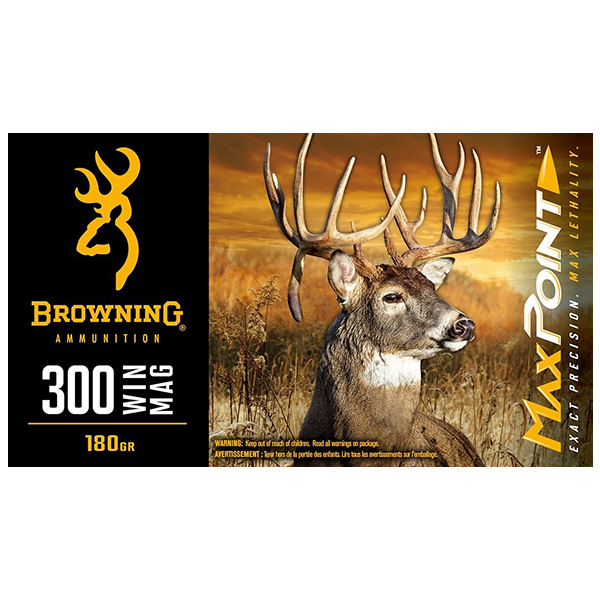 Browning MaxPoint Deer 300 Winchester Magnum Rifle Ammunition 20 Rounds Brass Centerfire 180 Grain MaxPoint PT B192103002 View 1