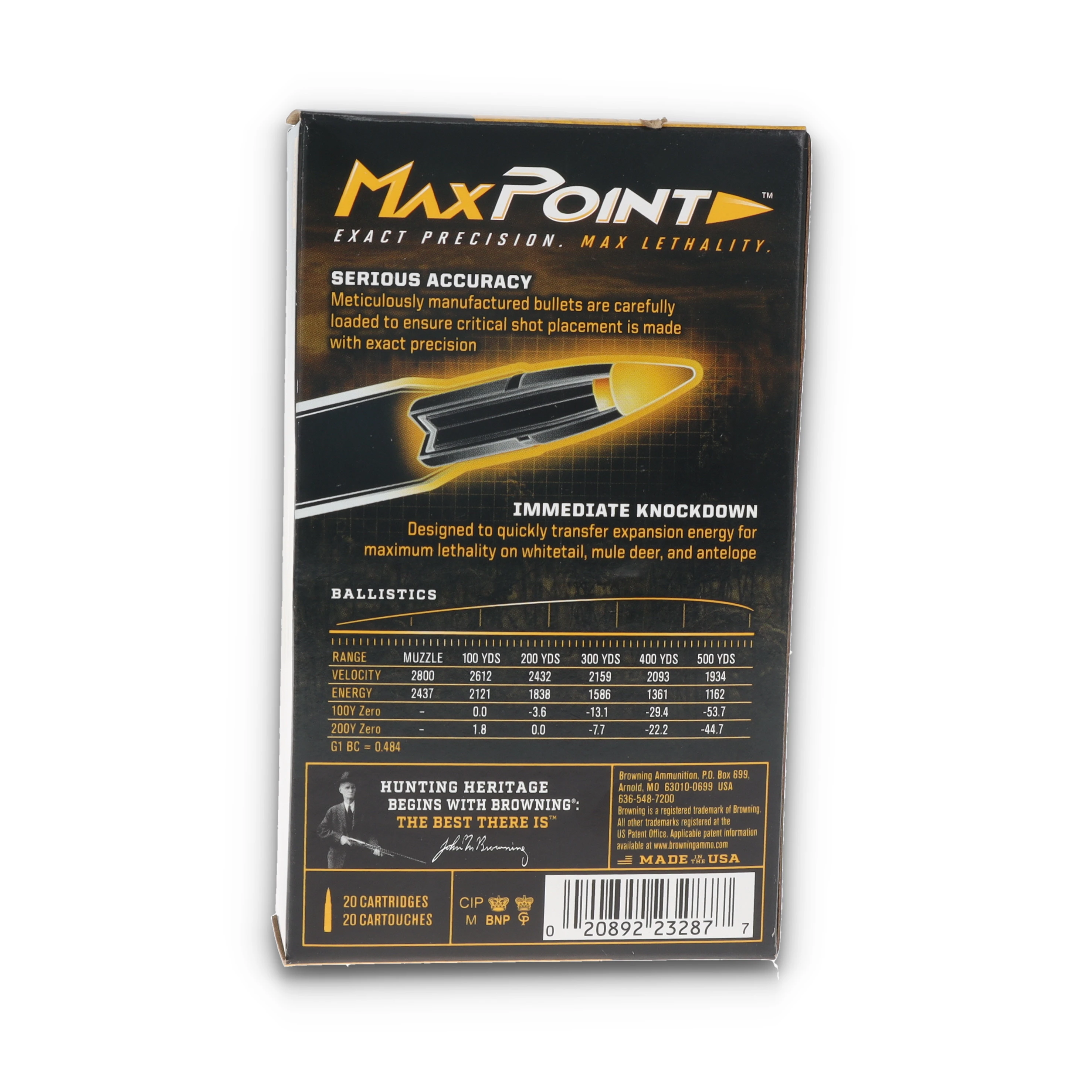 Browning MaxPoint 7mm-08 Rem 140gr Polymer Tip Ammo Brass 20Rd B192107082 View 11