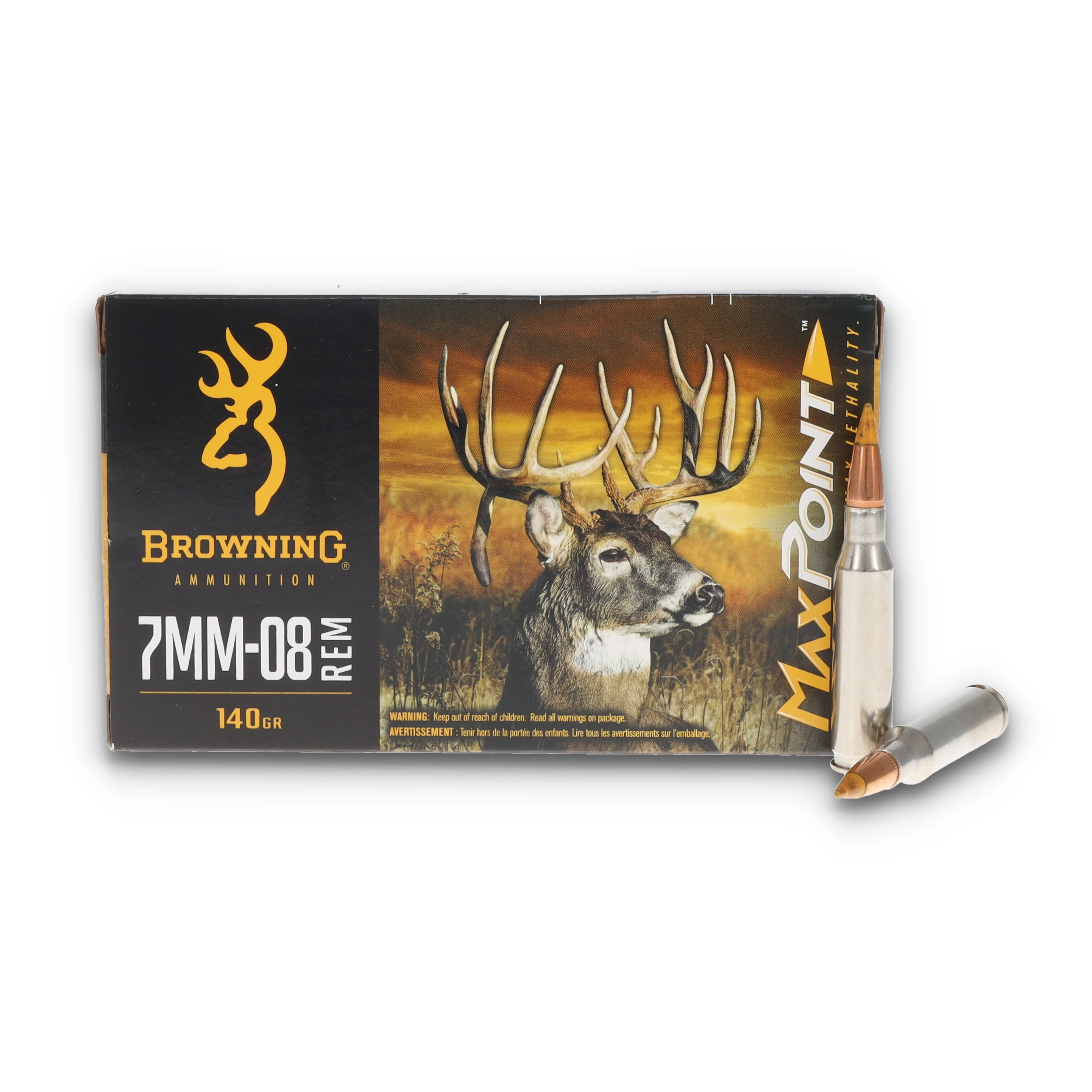 Browning MaxPoint 7mm-08 Rem 140gr Polymer Tip Ammo Brass 20Rd B192107082 View 1