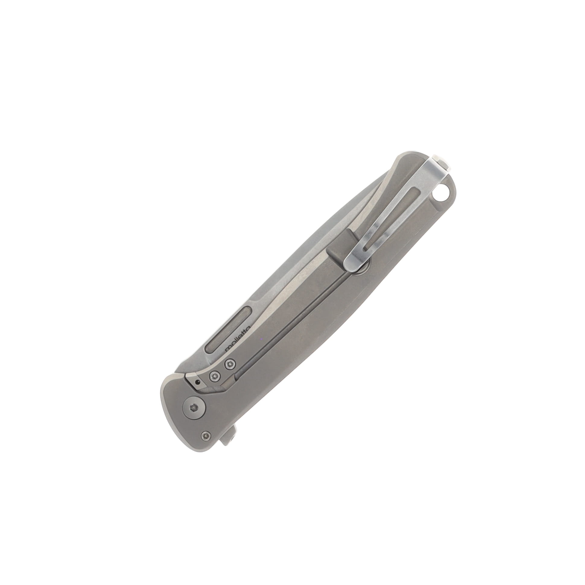 LionSteel Skinny Titanium 3.31 Inch Plain Stonewash Drop Point SK01GY View 4