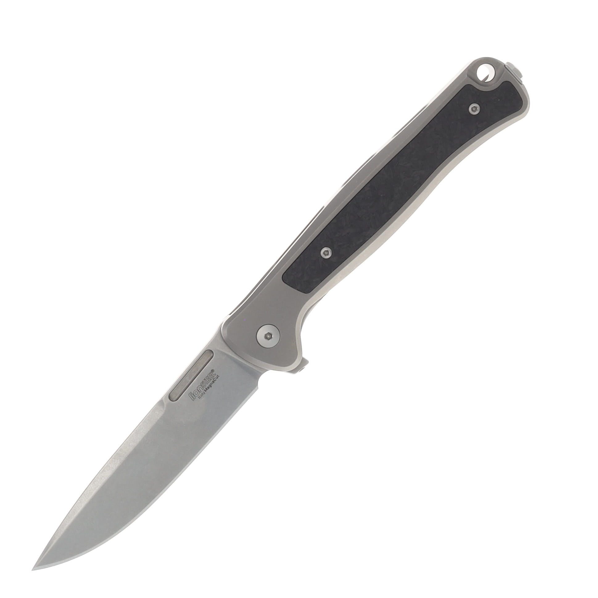 LionSteel Skinny Titanium 3.31 Inch Plain Stonewash Drop Point SK01GY View 1