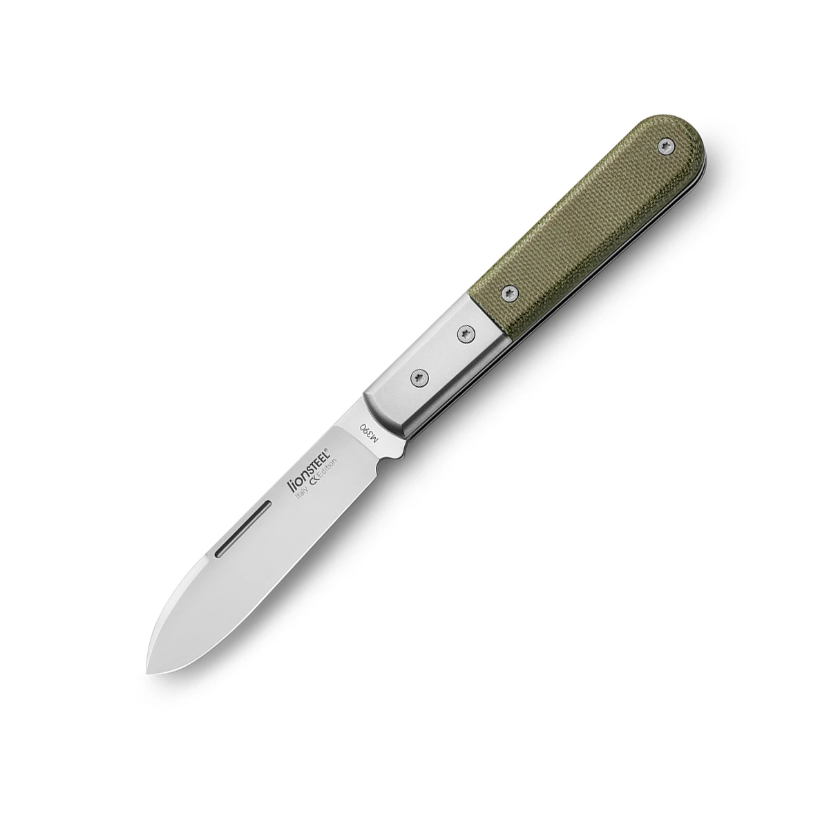 LionSteel CollectorKnives Roundhead Barlow Green Micarta Spear Point CK0111CVG View 1