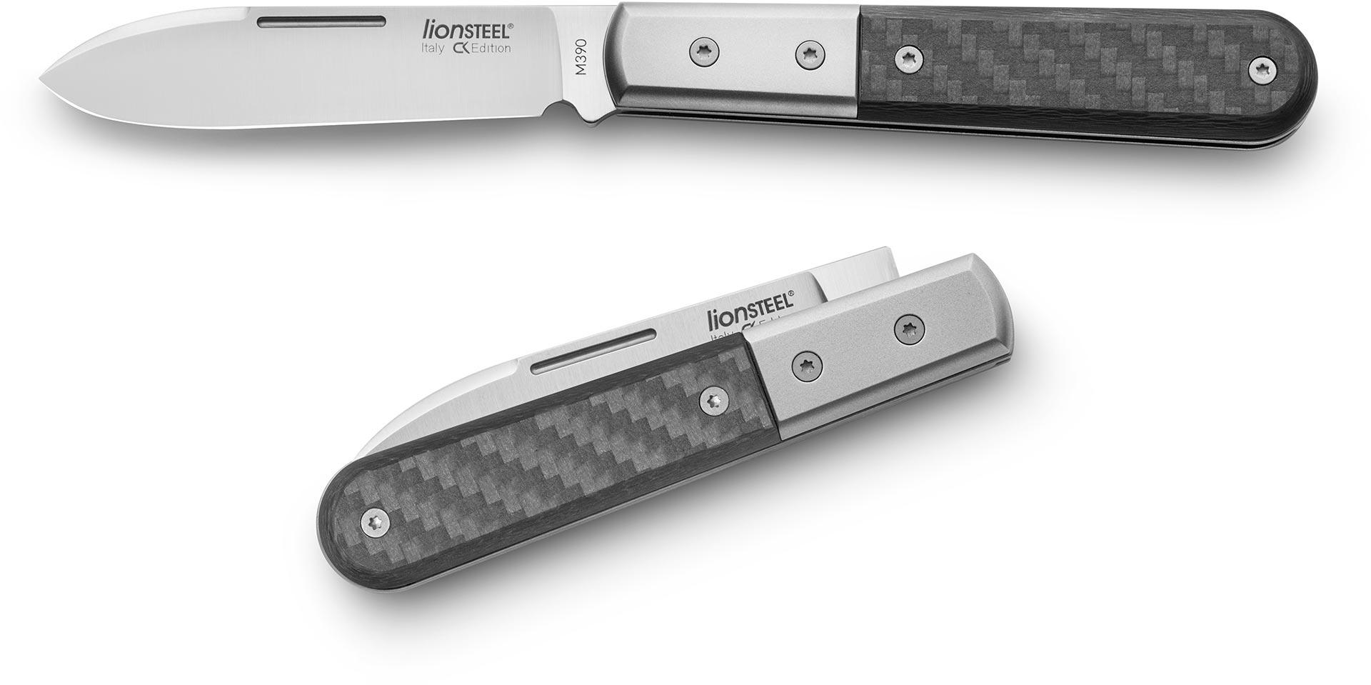 LionSteel CollectorKnives Roundhead Barlow Carbon Fiber Spear Point CK0111CF View 1