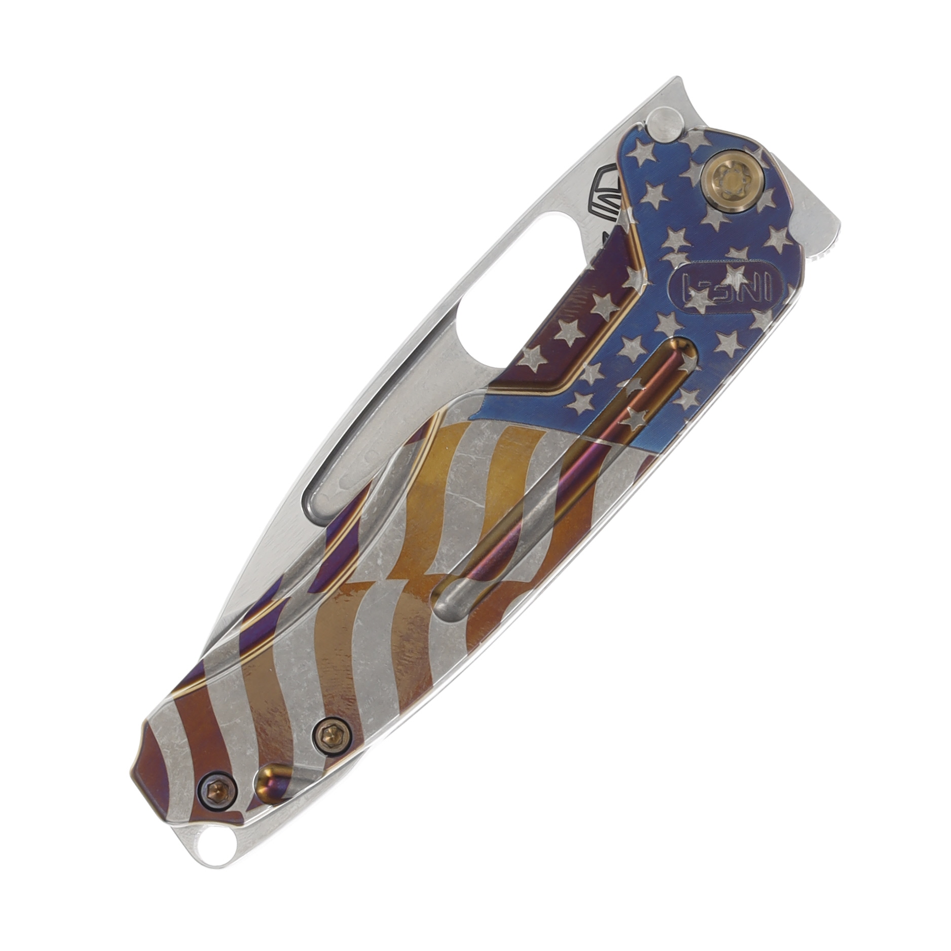 Medford Infraction 3.62in Tumbled S45VN Drop Point American Flag Bronze Hardware/Clip MK0314TQ-01TM-T1C1-BN View 5