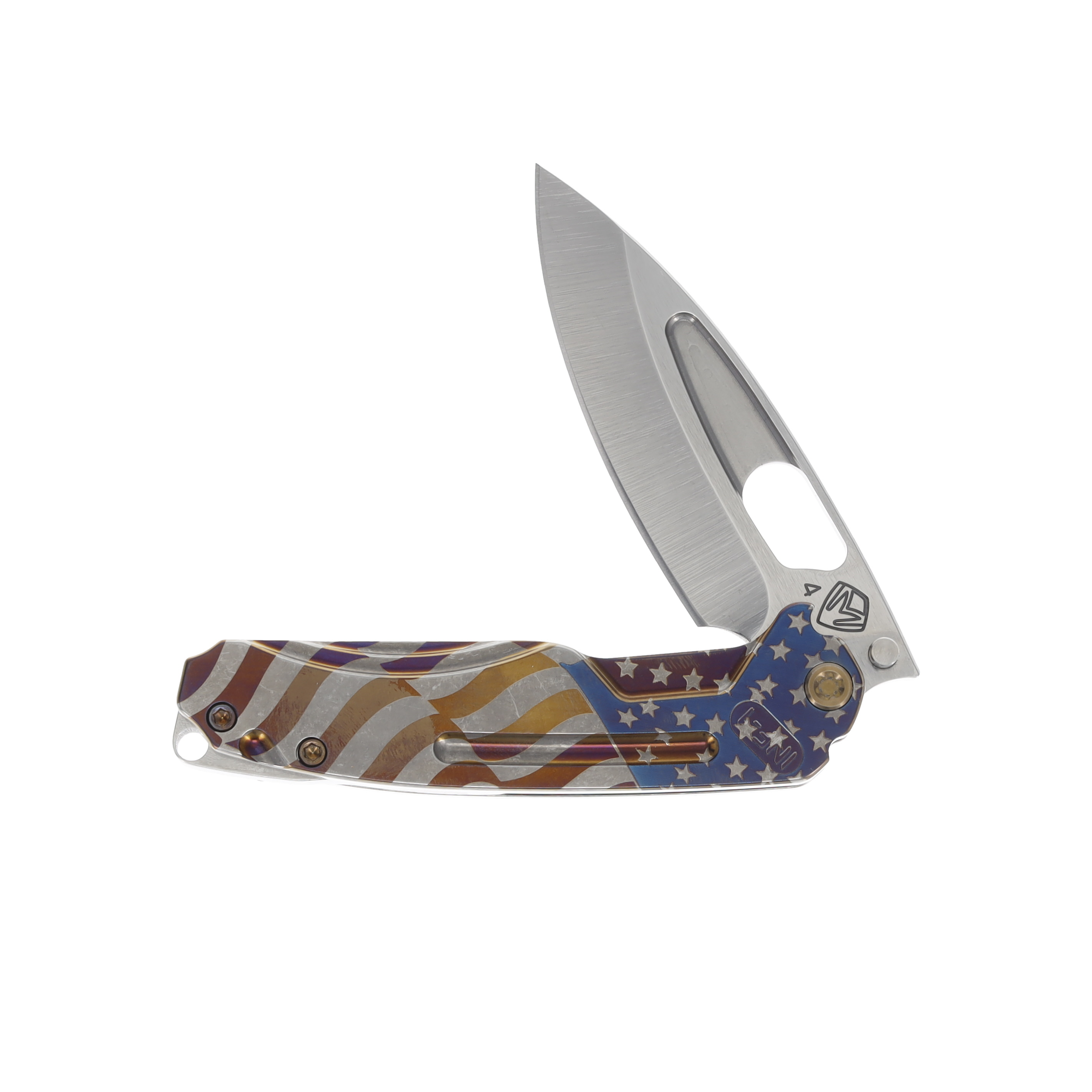 Medford Infraction 3.62in Tumbled S45VN Drop Point American Flag Bronze Hardware/Clip MK0314TQ-01TM-T1C1-BN View 3