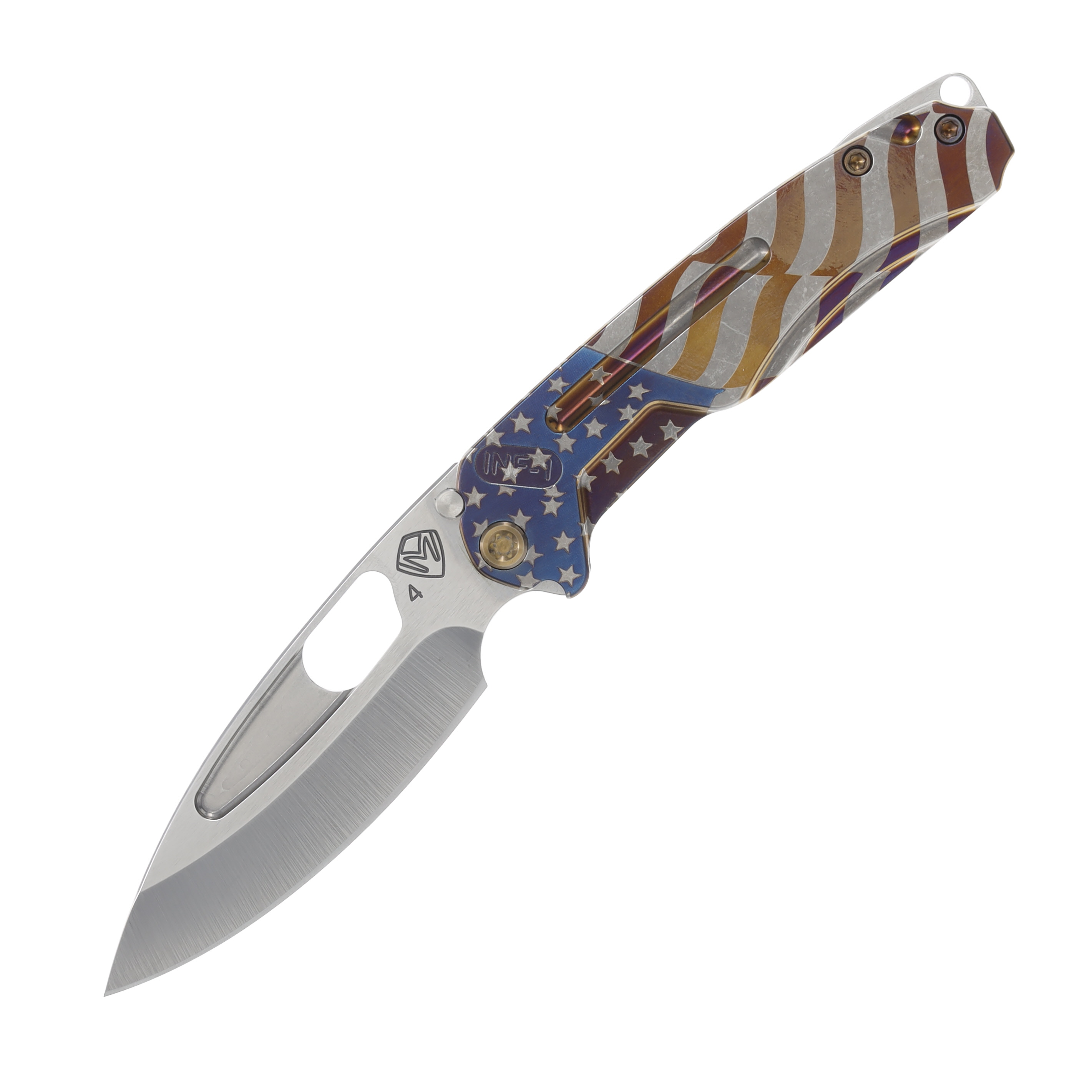 Medford Infraction 3.62in Tumbled S45VN Drop Point American Flag Bronze Hardware/Clip MK0314TQ-01TM-T1C1-BN View 1