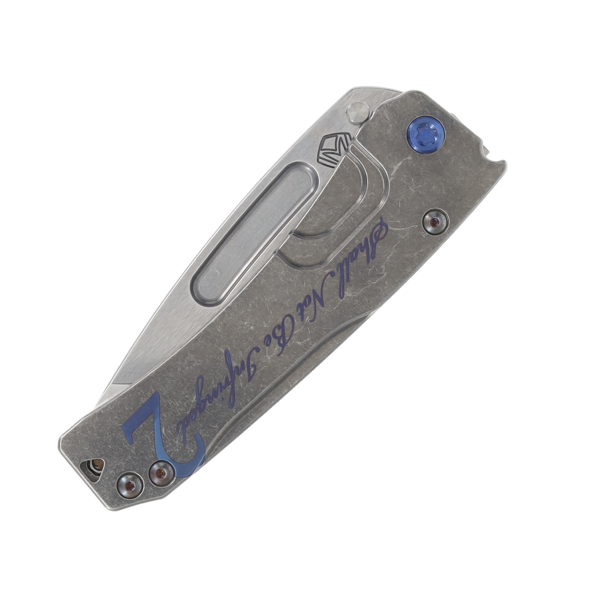 Medford Knives Slim Midi Folding Knife Blue  3.25in Plain Tumbled MK2014TT-01TM-T2C2-Q4 View 5