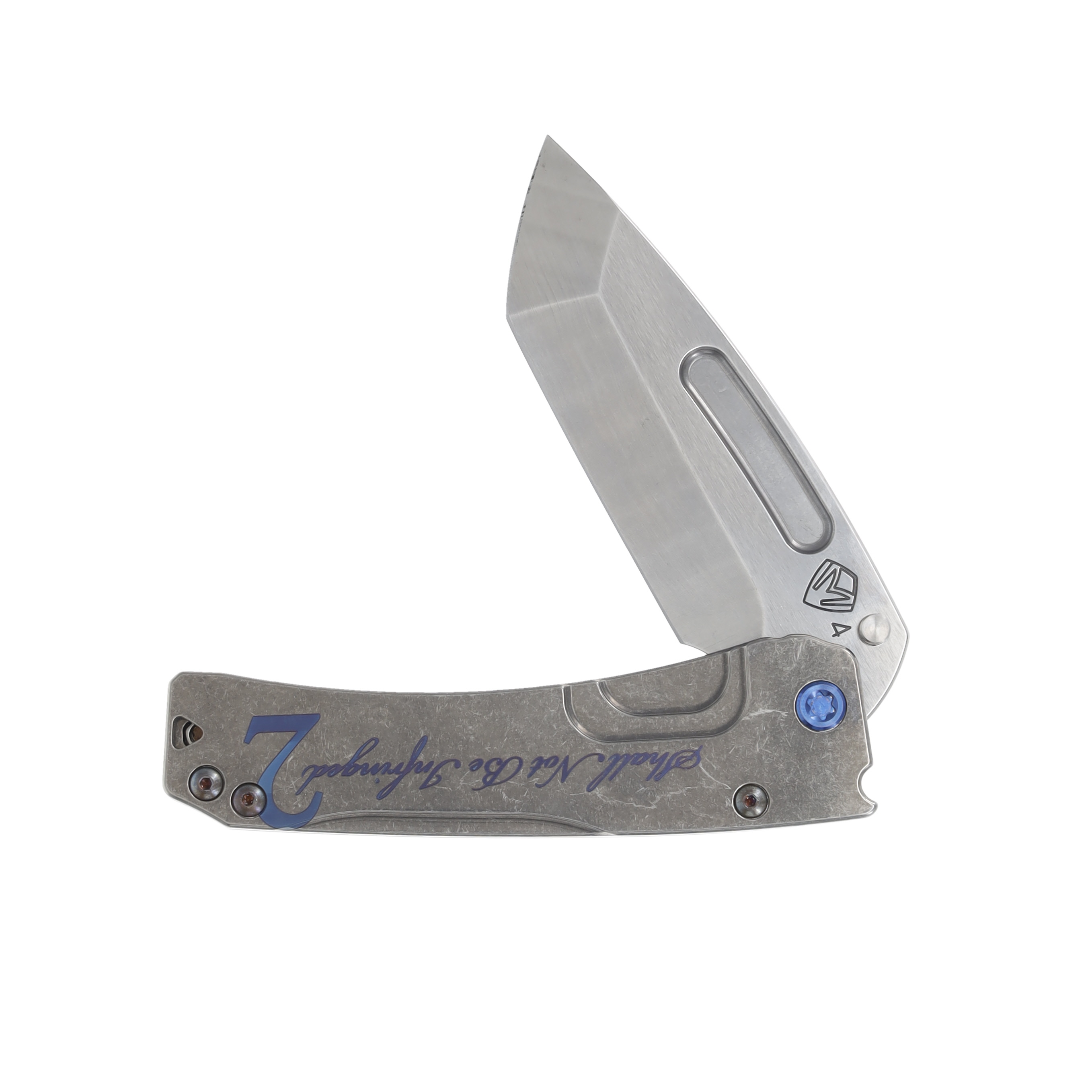 Medford Knives Slim Midi Folding Knife Blue  3.25in Plain Tumbled MK2014TT-01TM-T2C2-Q4 View 3