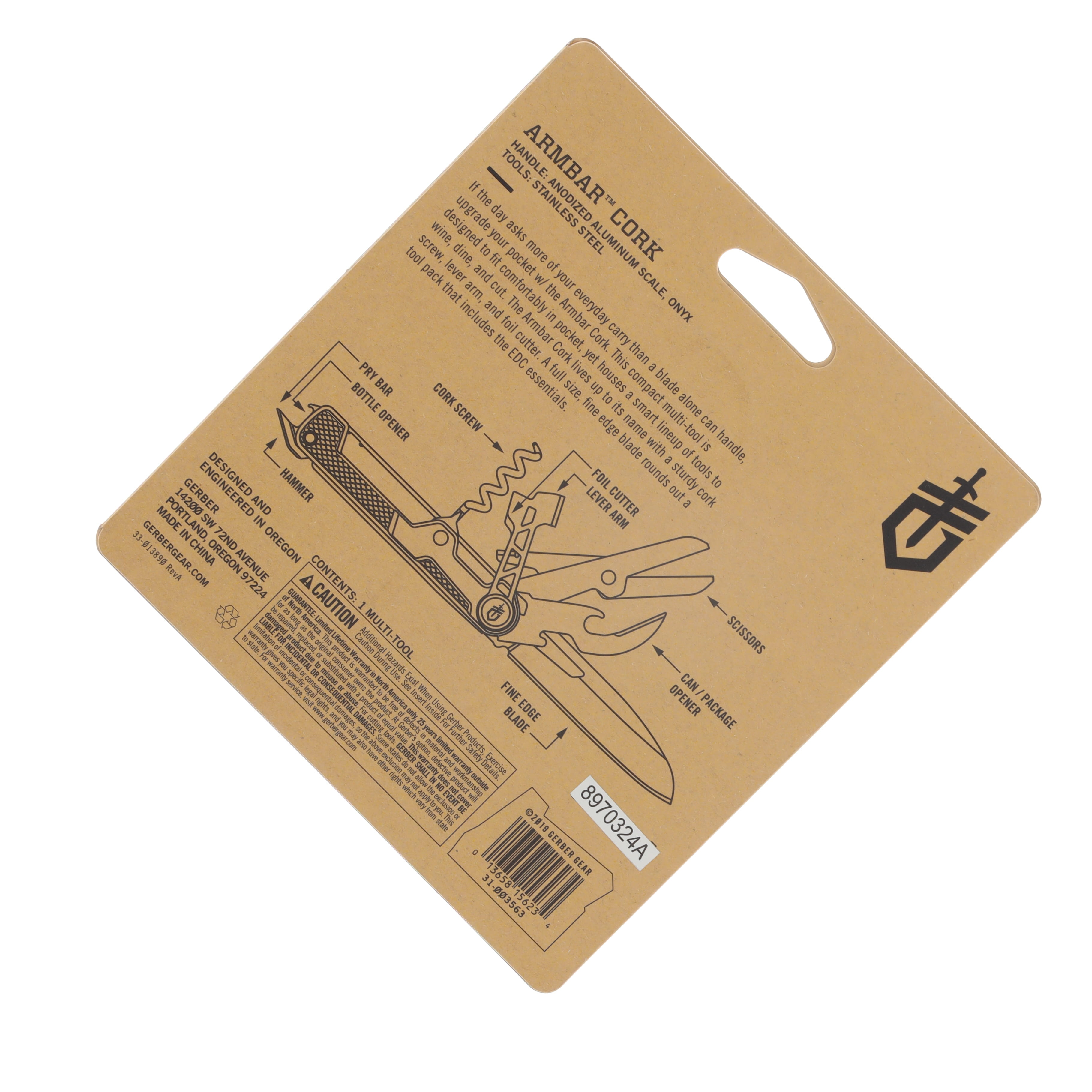 Gerber Armbar Cork Onyx Clam Pack G3563 View 9