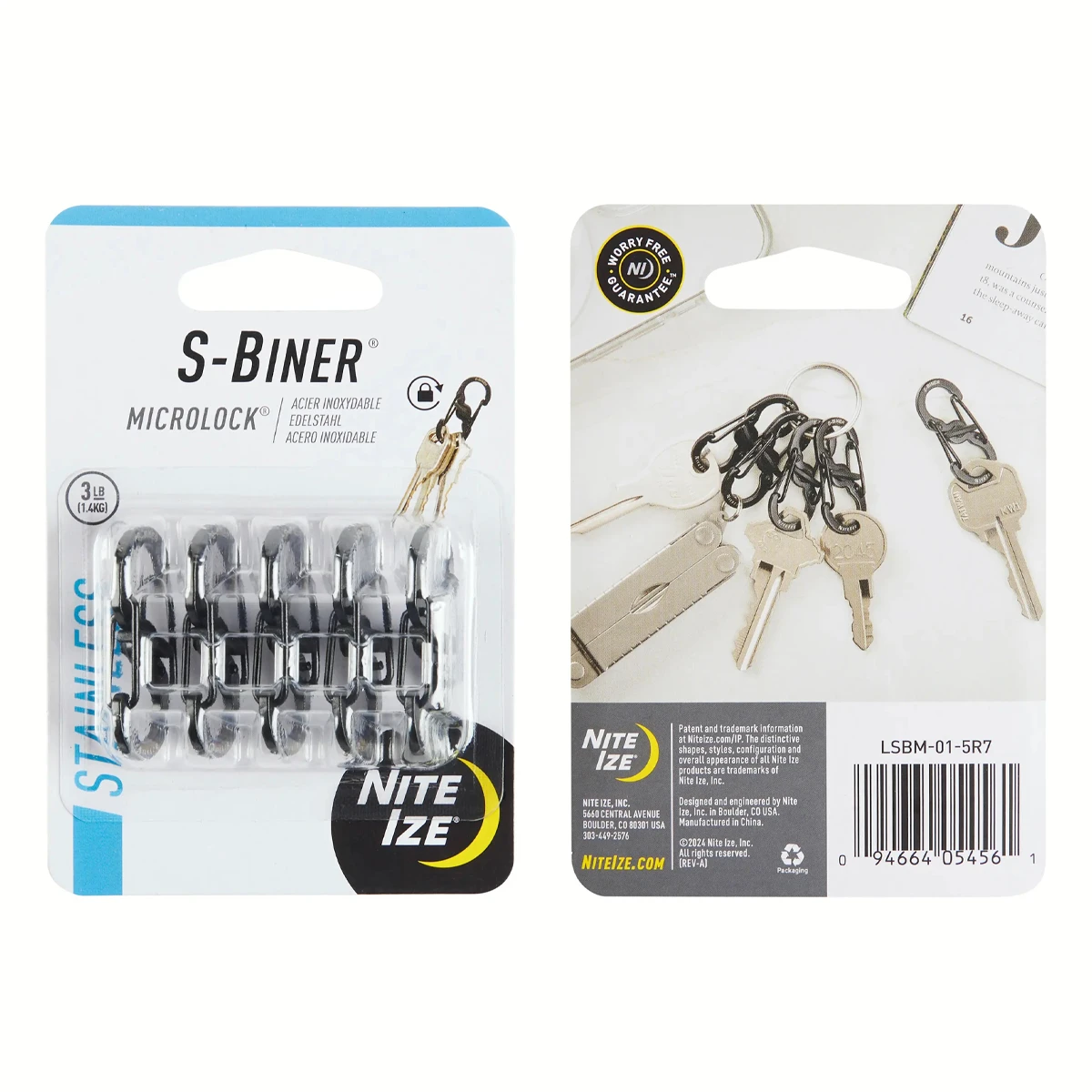 Nite Ize S-Biner Micro Lock Black Stainless Steel 5 pk LSBM-01-5R7 View 2