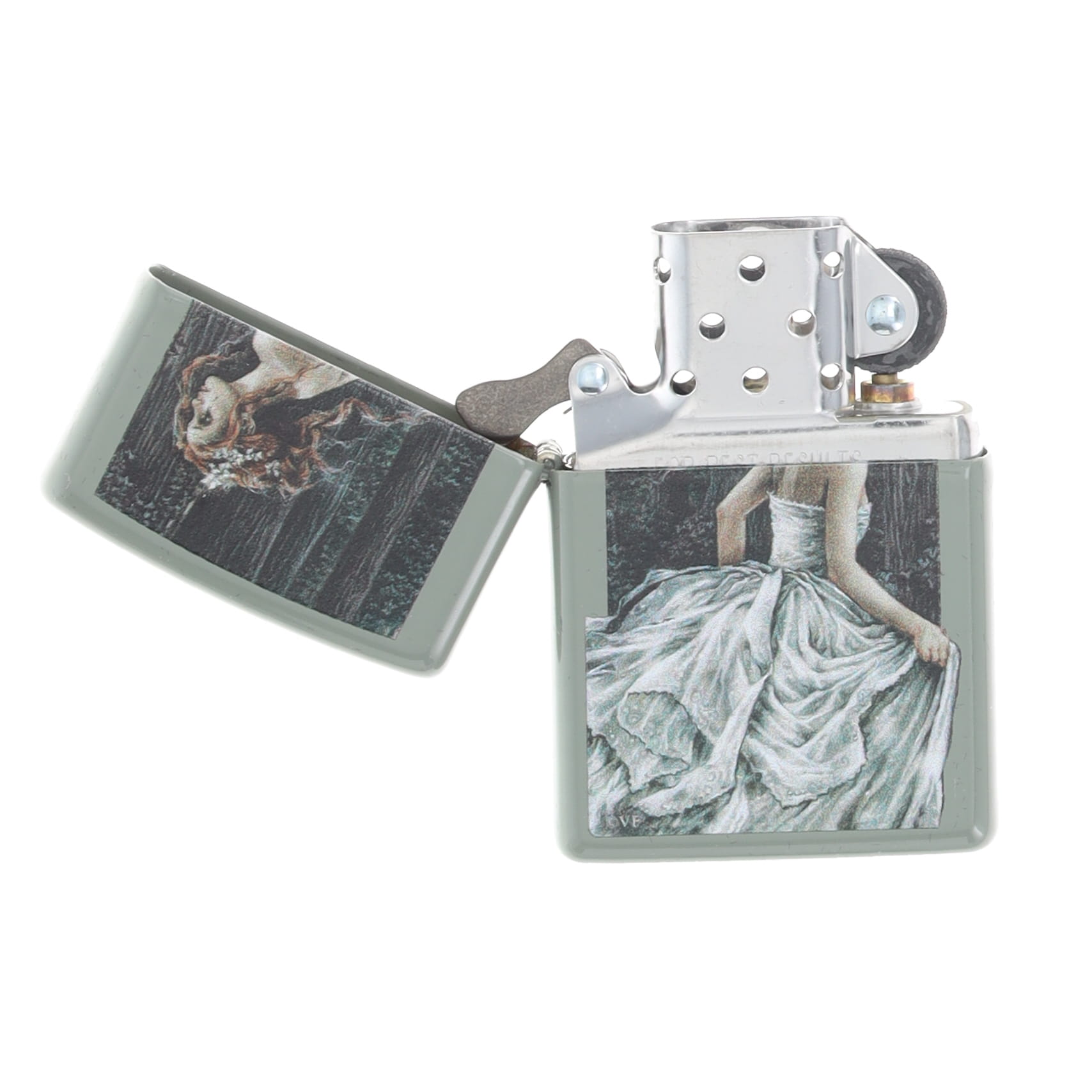 Zippo Lighter Wedding Dress Victoria Frances Brushed Chrome ZP48971 View 2
