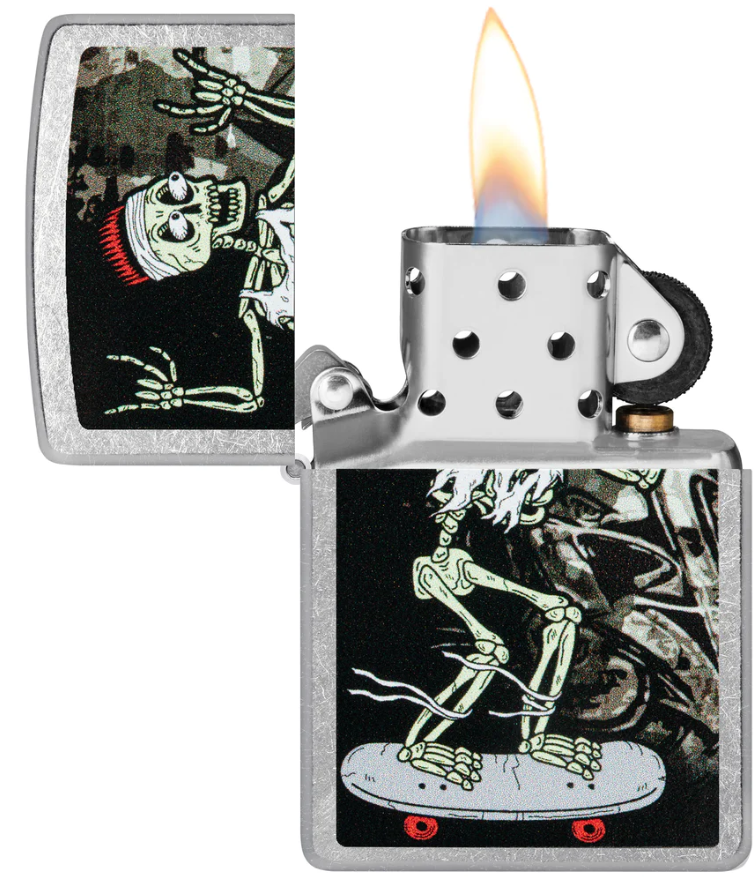 Zippo Lighter Skateboard Skeleton Street Chrome ZP48911 View 2