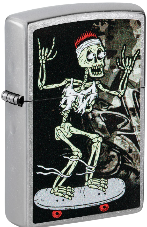 Zippo Lighter Skateboard Skeleton Street Chrome ZP48911 View 1