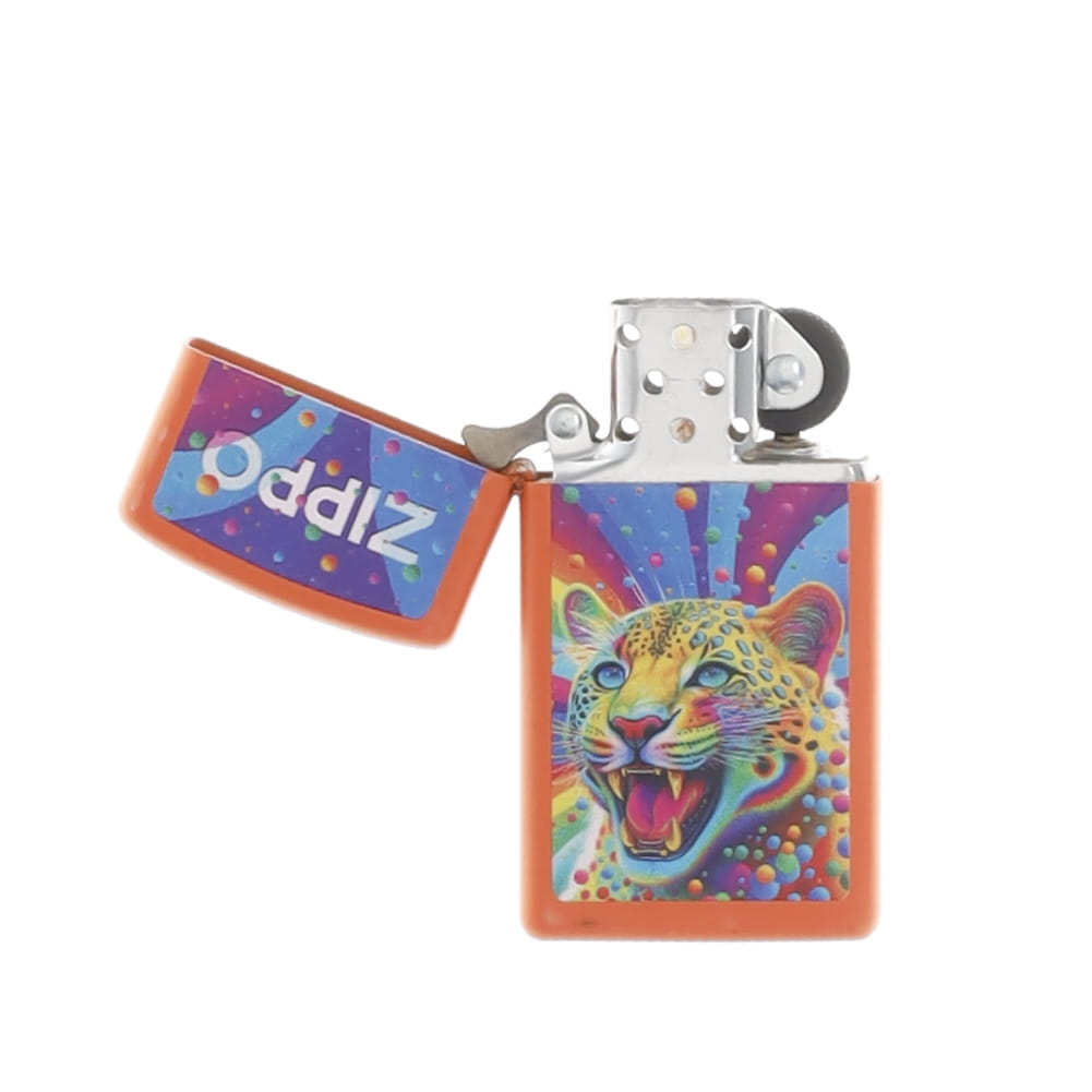 Zippo Slim Lighter Color Leopard Design Orange Matte ZP46018 View 3