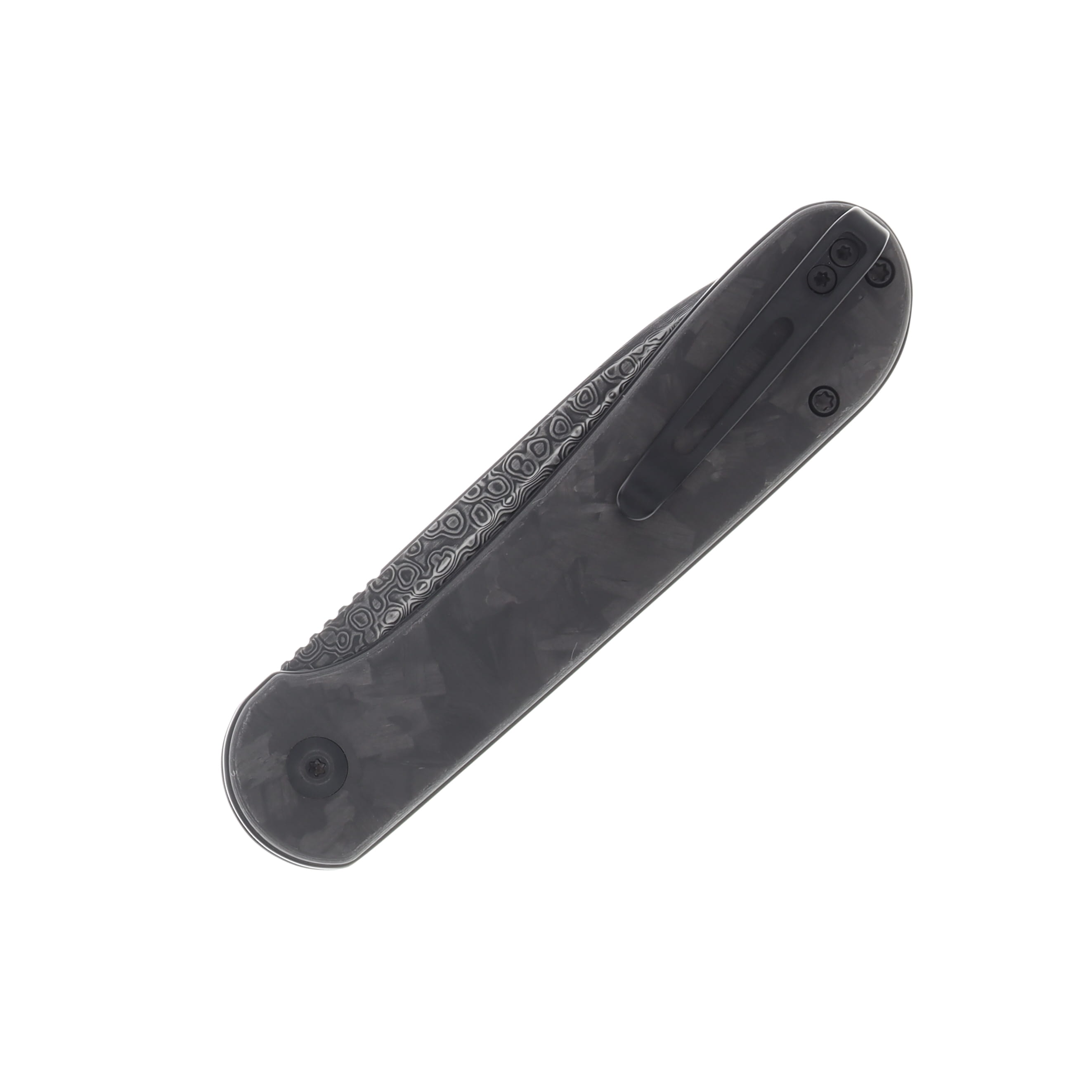 Civivi Button Lock Elementum Marble Carbon Fiber Handle Black Hand Rubbed Damascus Blade C2103DS-3 View 2