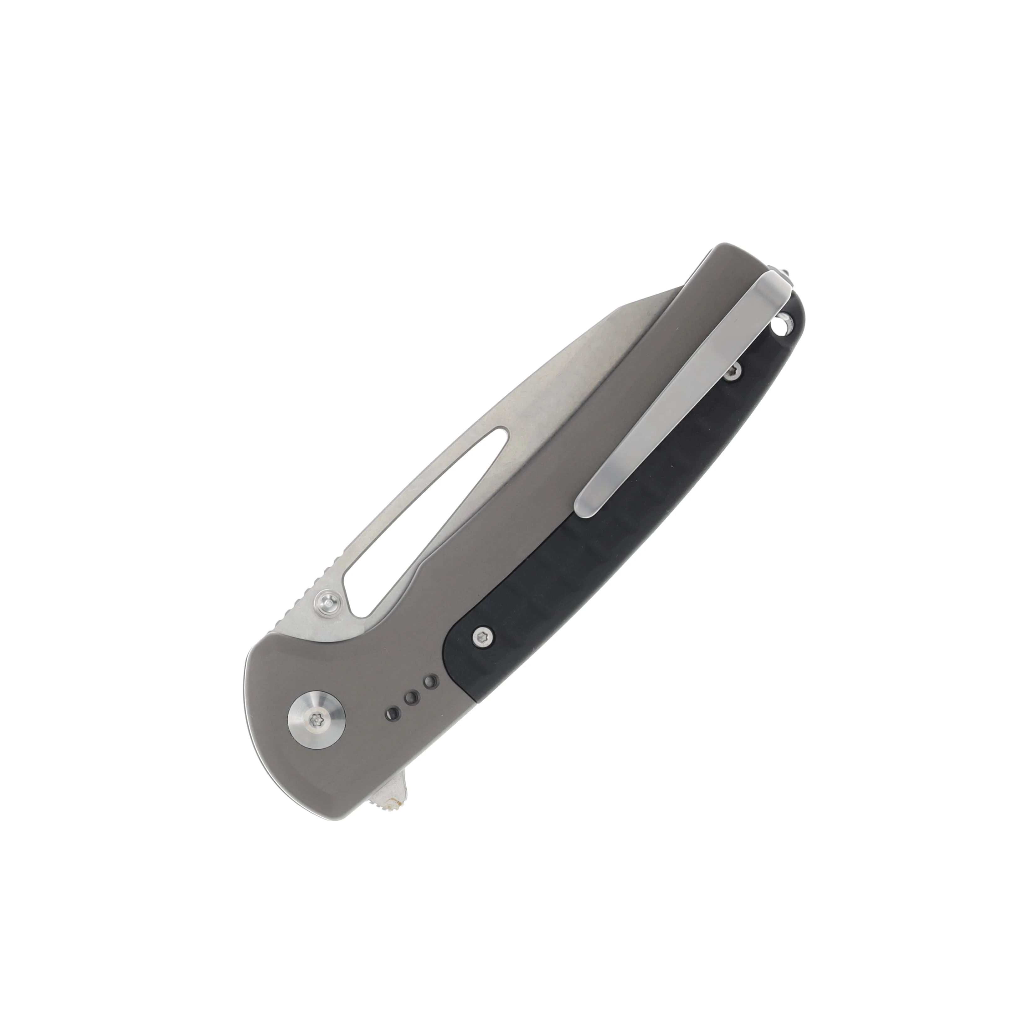 CIVIVI Sentinel Strike Button Lock Folding Knife Stonewash Reverse Tanto Gray and Black C22025B-2 View 2