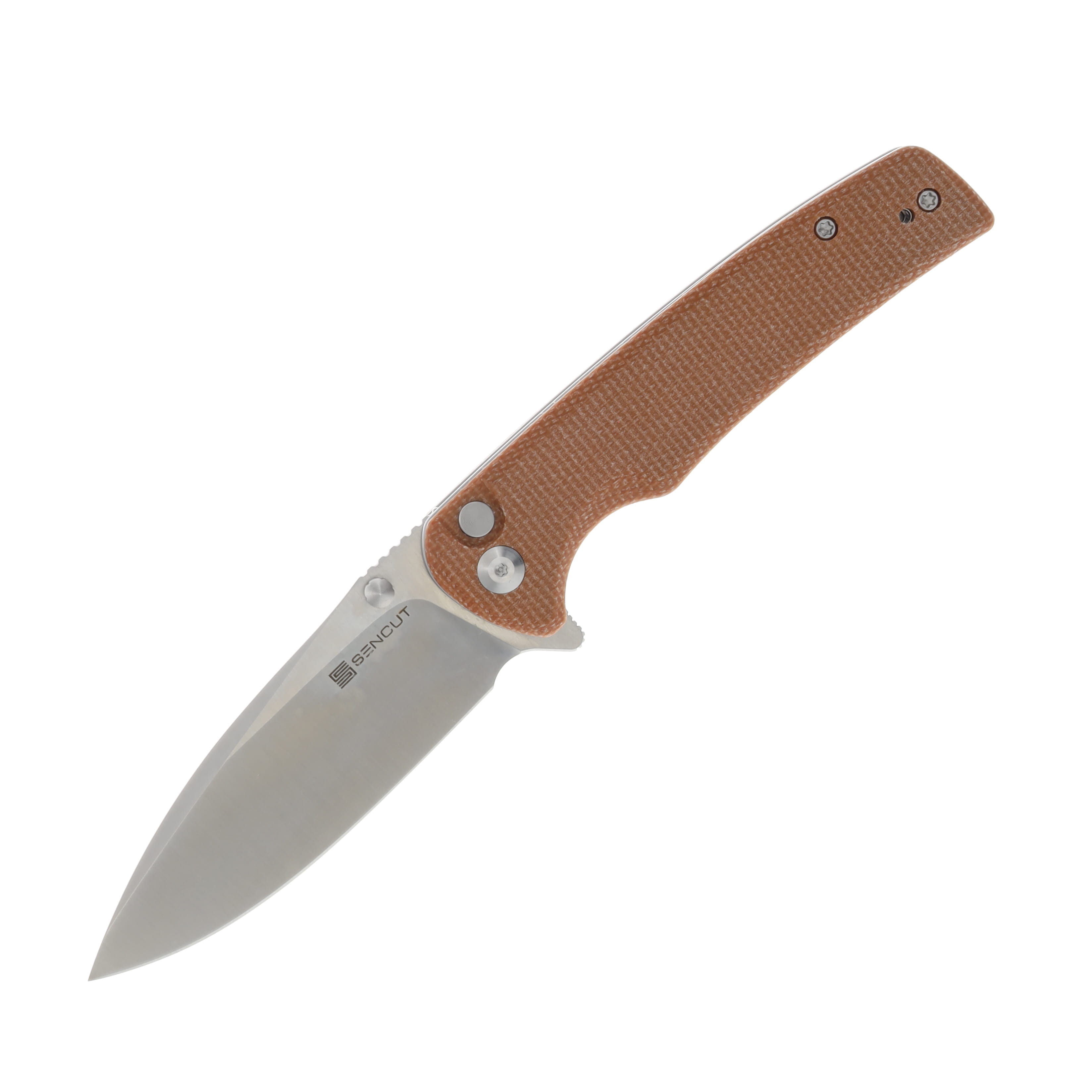 SENCUT Sachse Folding Knife Brown 3.47 Inch Plain Satin Drop Point S21007-3 View 1