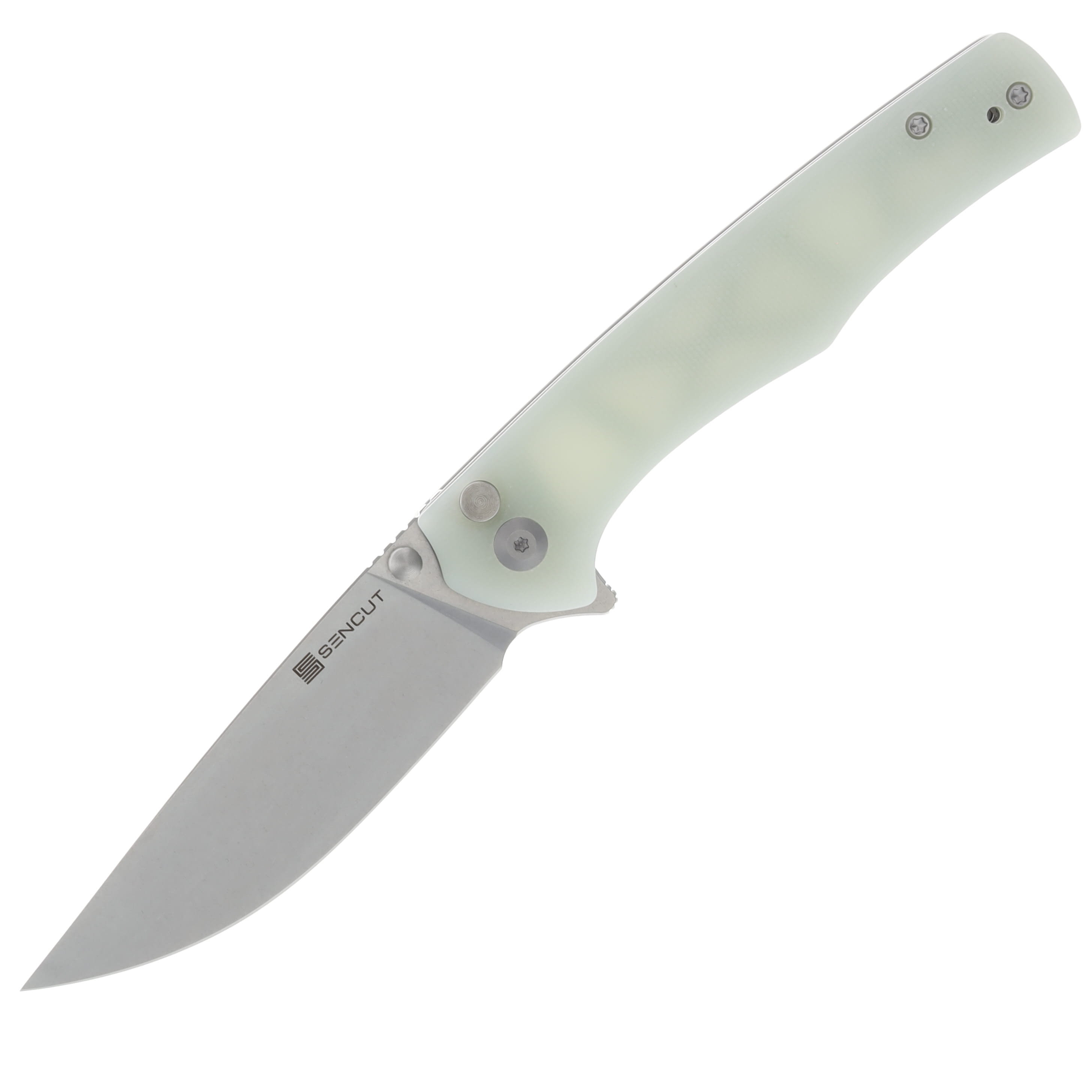 SENCUT Crowley Folding Knife Natural 3.48in Plain Stonewash Drop Point S21012-1 View 1