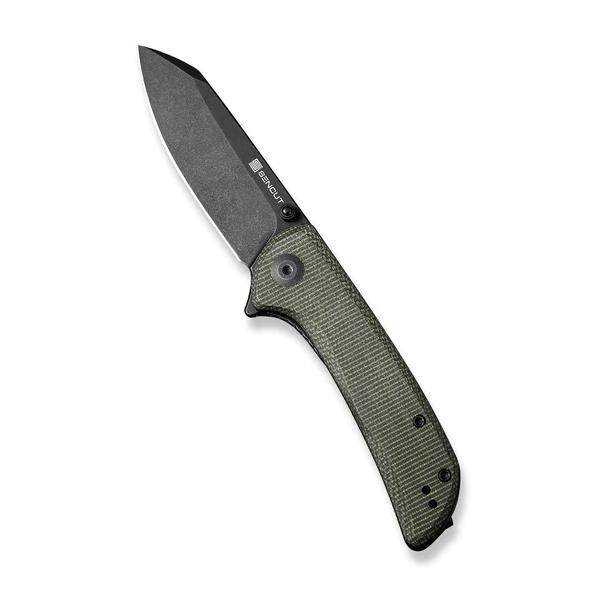 SENCUT Fritch Folding Knife Green 2.99 Inch Plain Black Stonewash Spey S22014-1 View 1