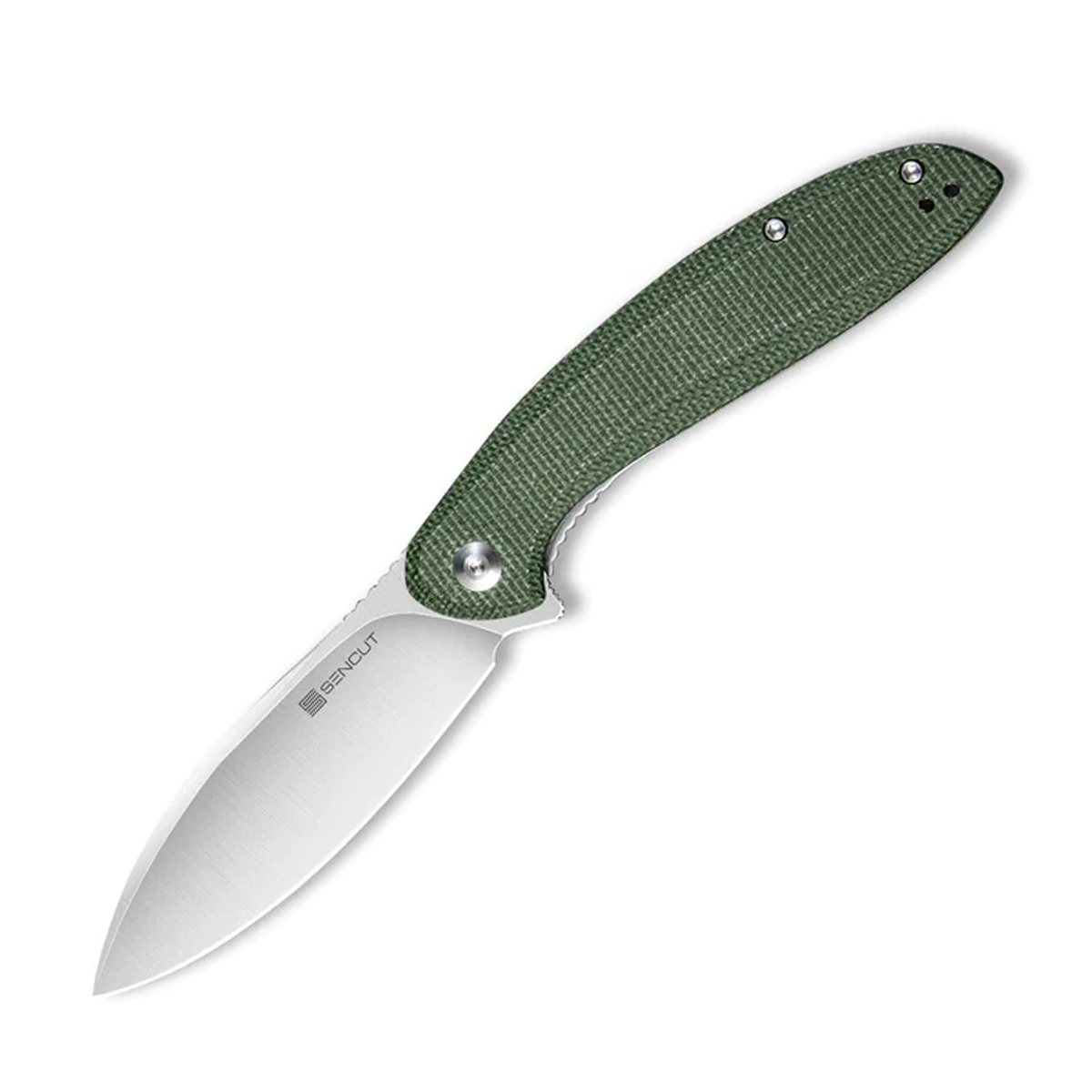 Sencut San Angelo Linerlock Folding Knife Satin Drop Point/Green Micarta S21003-3 View 1