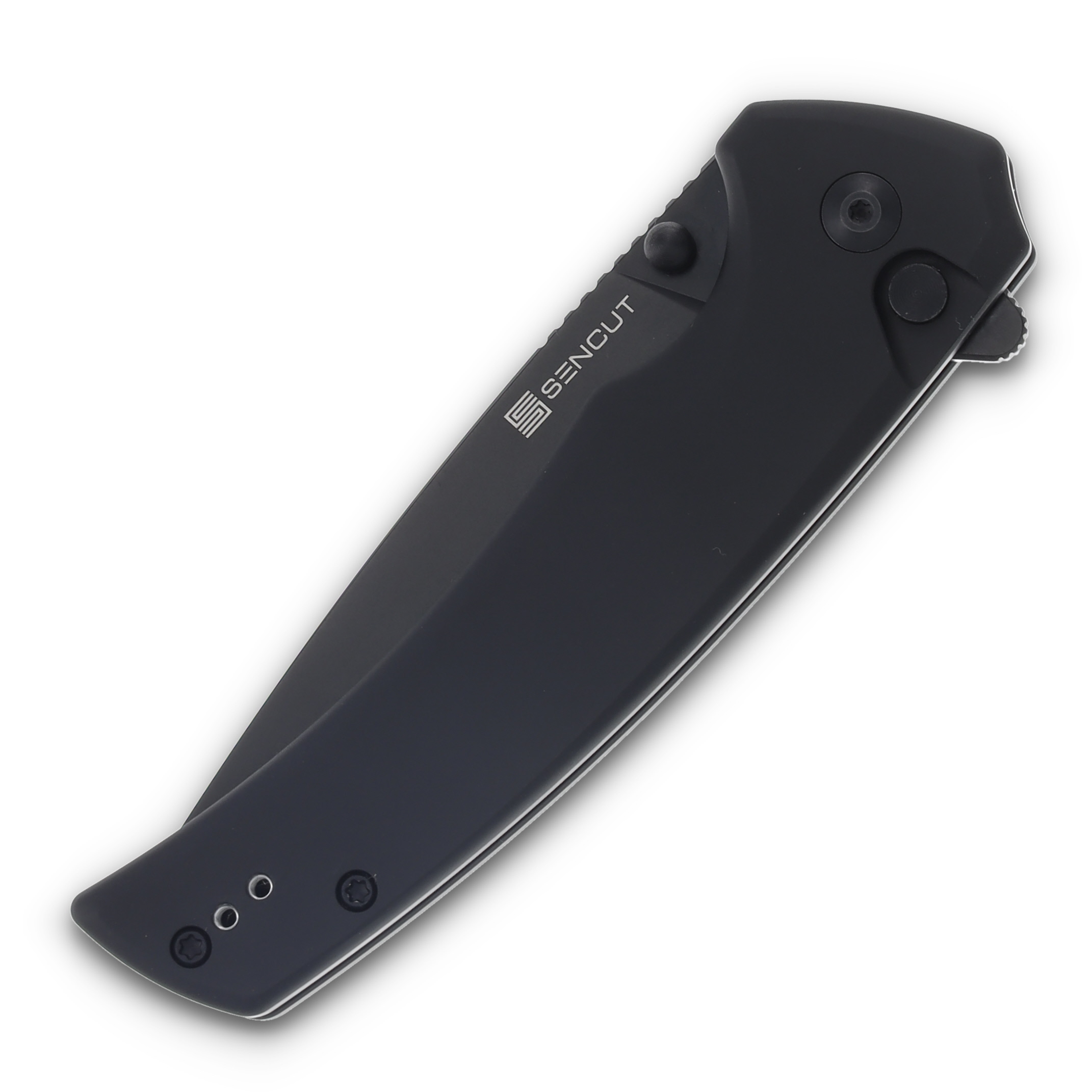 SENCUT Serene Folding Knife 3.48 Inch Plain Black Stonewash Drop Point S21022B-1 View 3