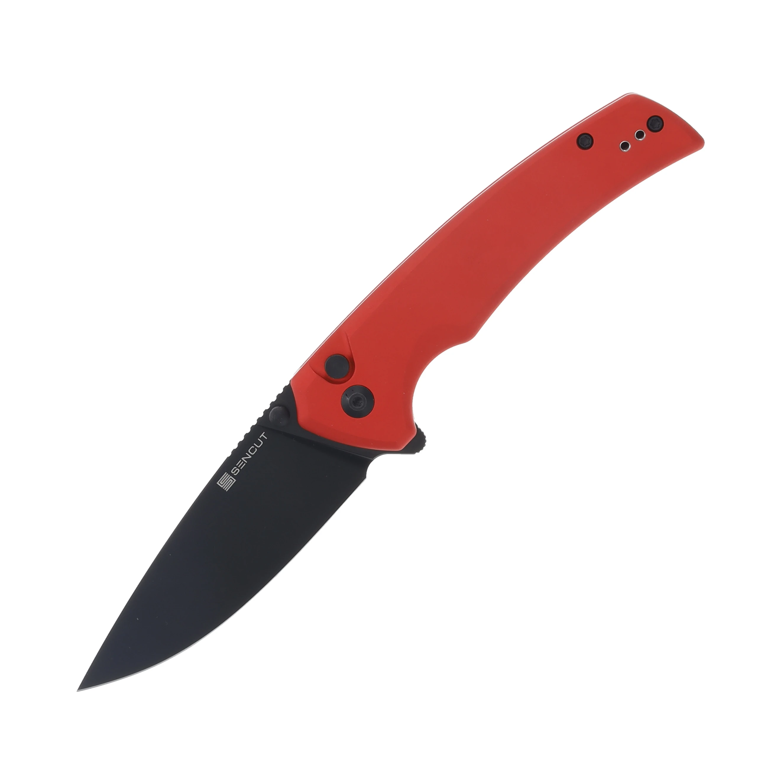 SENCUT Serene Red 3.48 Inch Plain Black Stonewash Drop Point S21022B-2 View 1