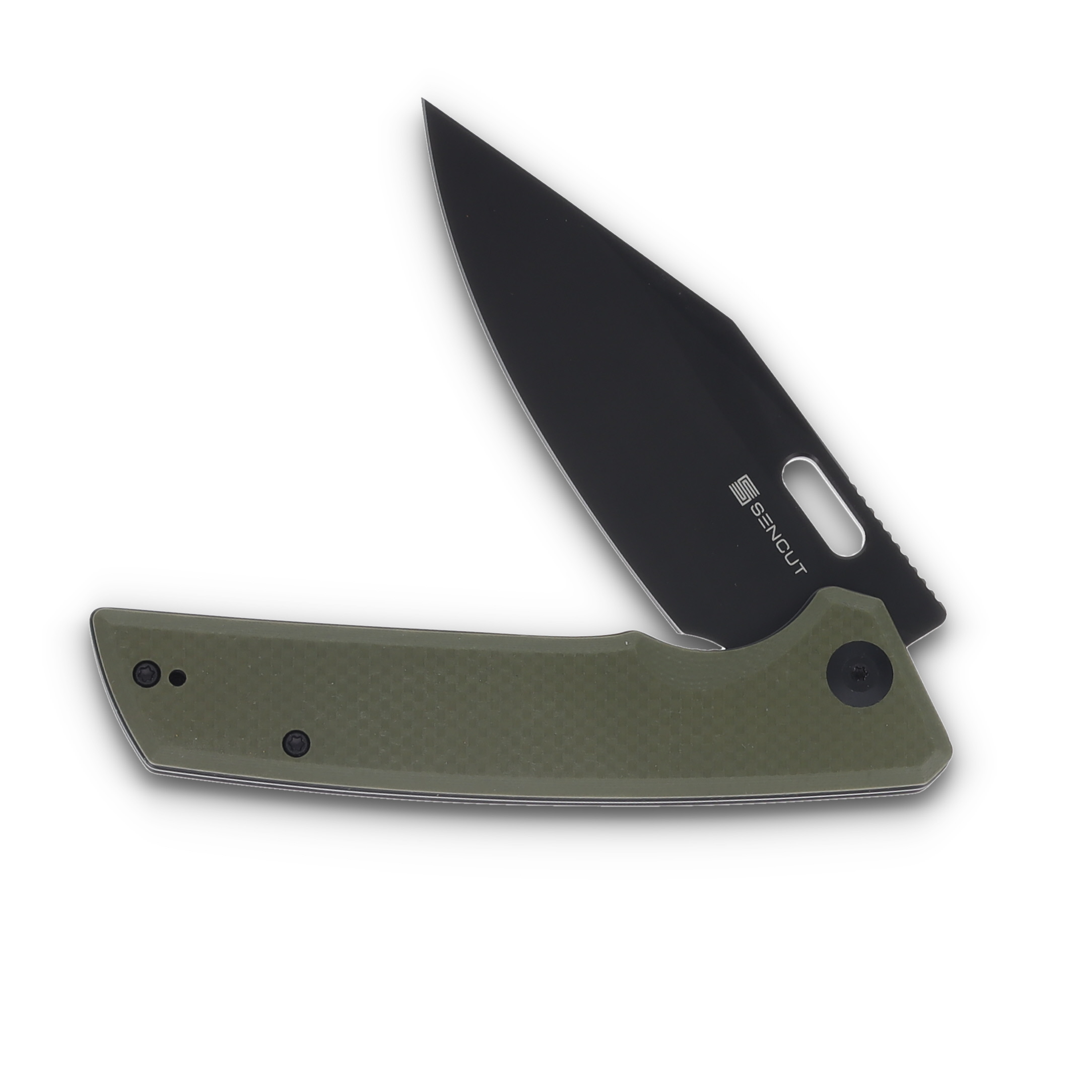 SENCUT GlideStrike Folding Knife OD Green 3.74 Inch Plain Clip Point S23018-3 View 3