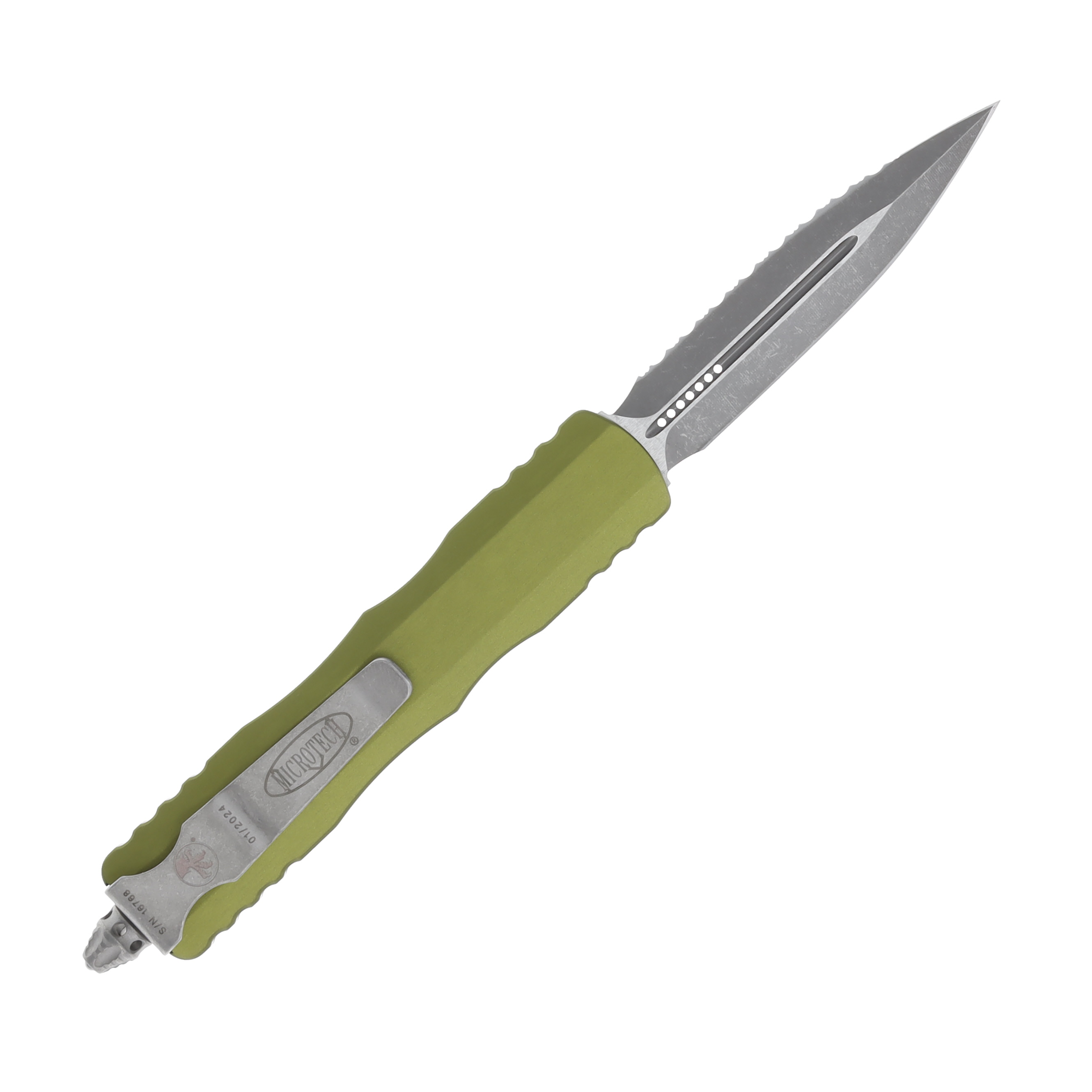 Microtech Dirac D/E OTF Automatic Apocalyptic Serrated AUMT22512APOD View 2