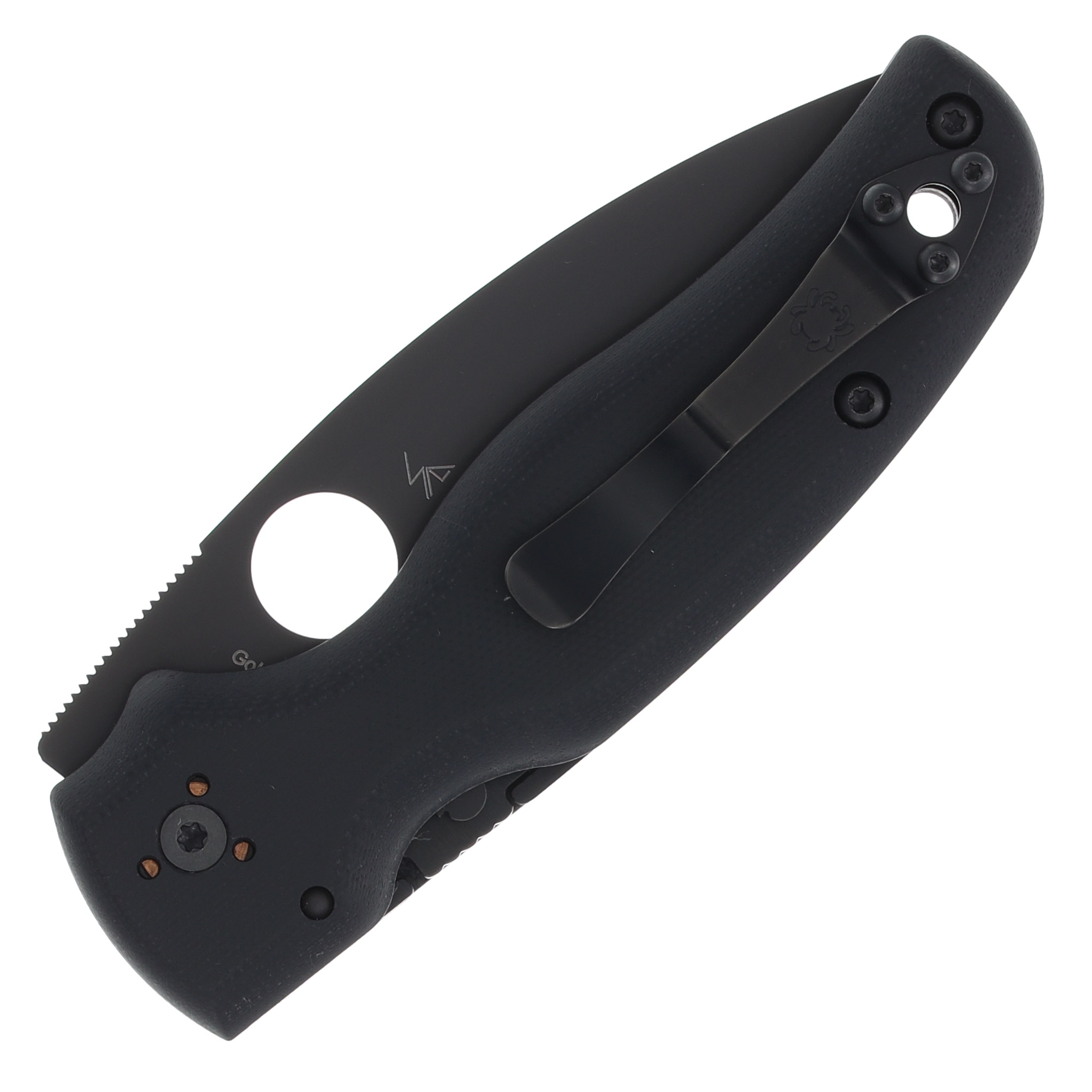 Spyderco Shaman Folding Knife 3.58 Inch Plain Black DLC Drop Point SPC229GPBK View 2