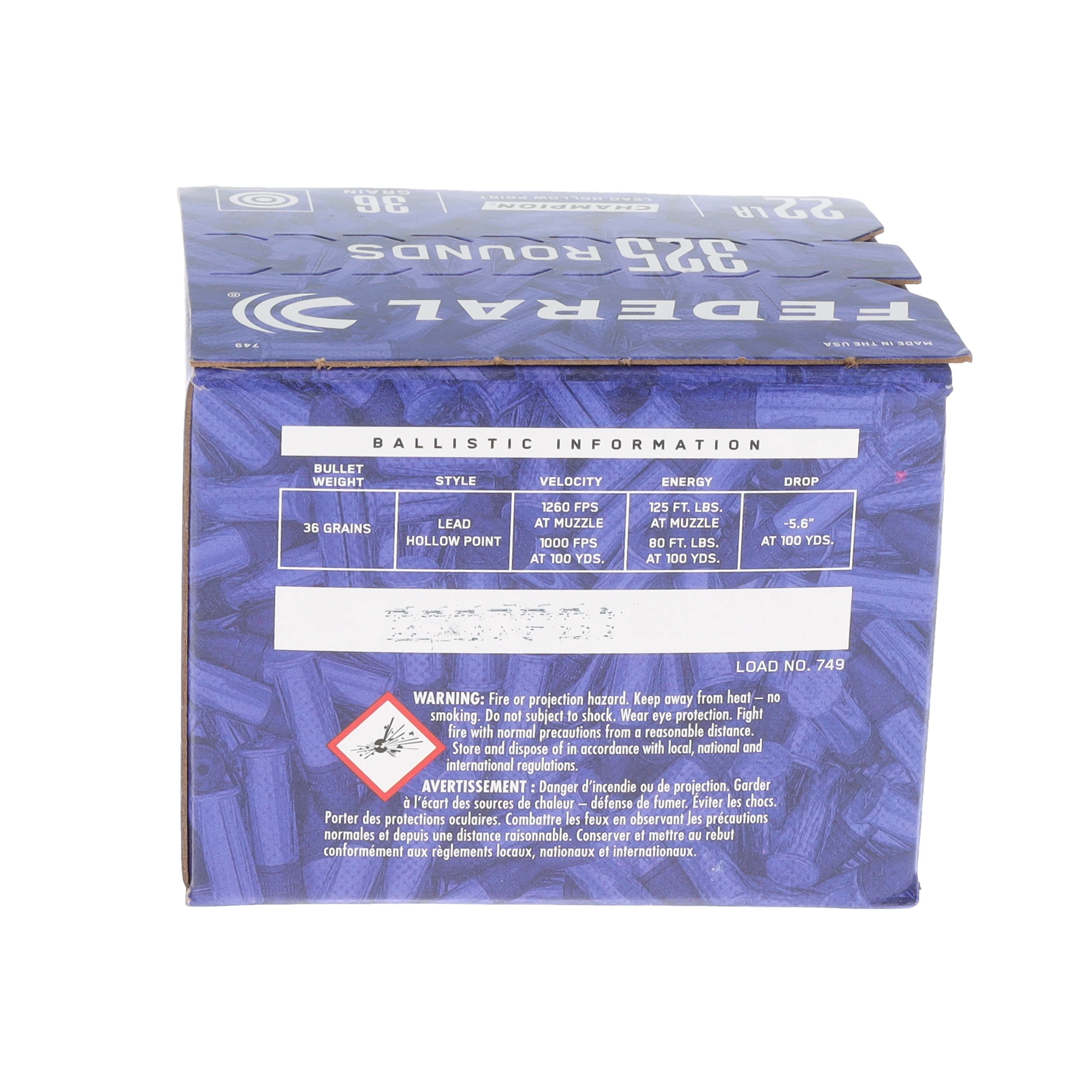 Federal Champion 22 LR Ammunition 36 Grain Brass 325 Rounds Lead HP 749 View 7