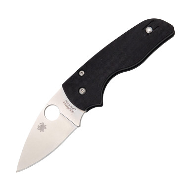 Spyderco Lil Native Folding Knife Plain Edge G-10 Black SPC230GP View 2