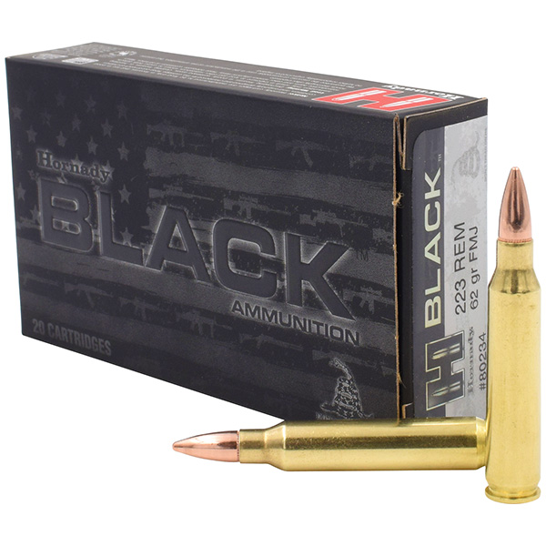 Hornady Black 223 Remington Rifle Ammo Brass Centerfire 20 Rounds 62 Grain FMJ 80234 View 1