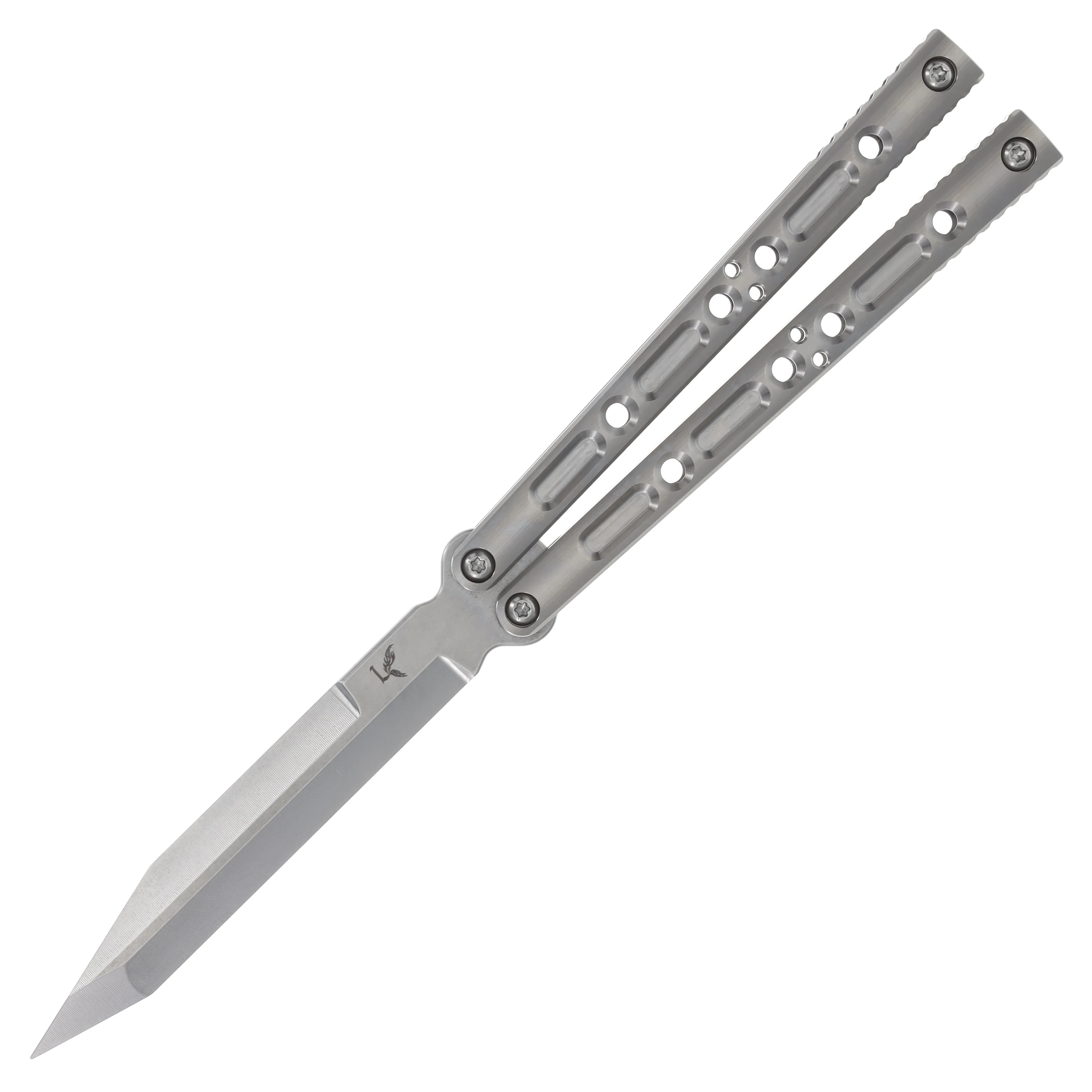 Lovins Customs Strix Balisong Satin Titanium S35VN CLV04 View 1