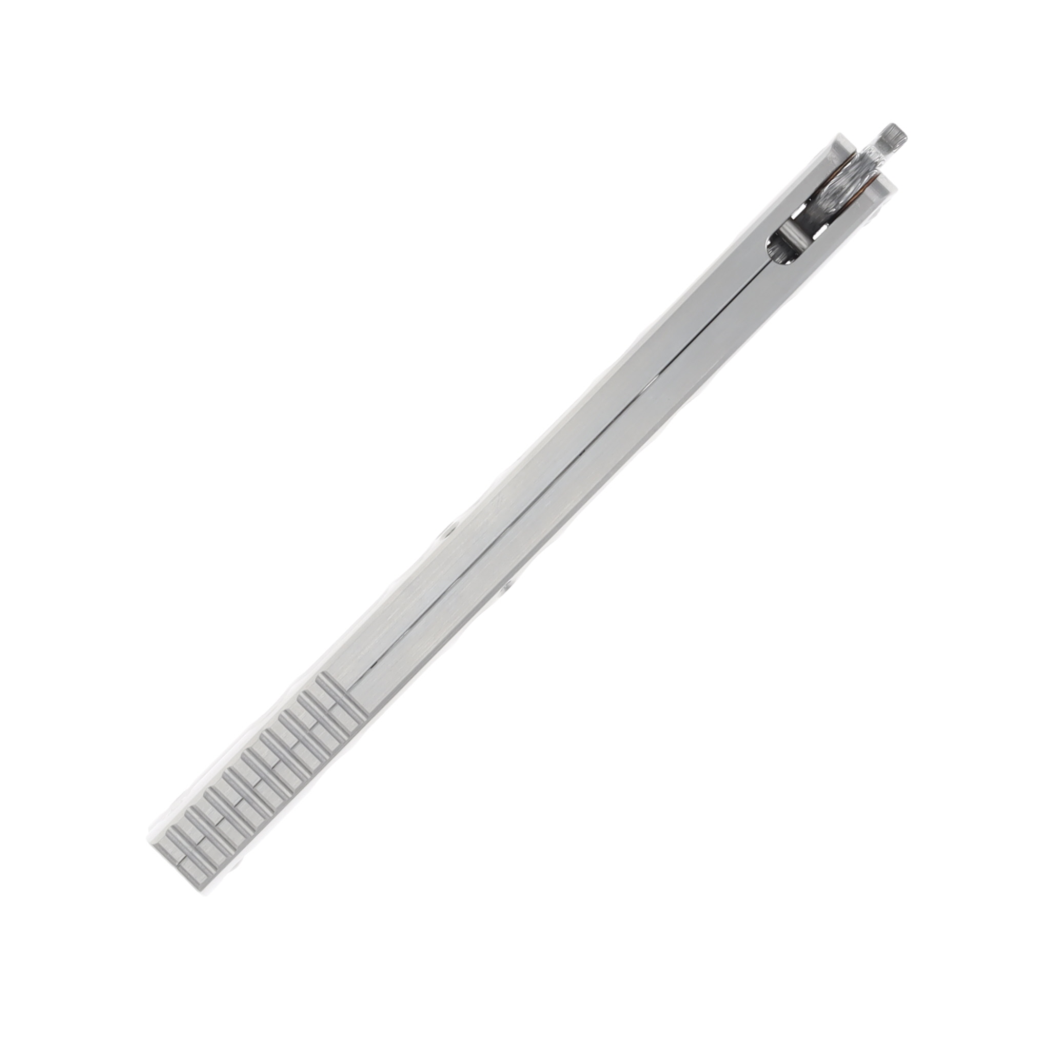 Lovins Customs Strix Balisong Damasteel Satin Titanium CLV05 View 8