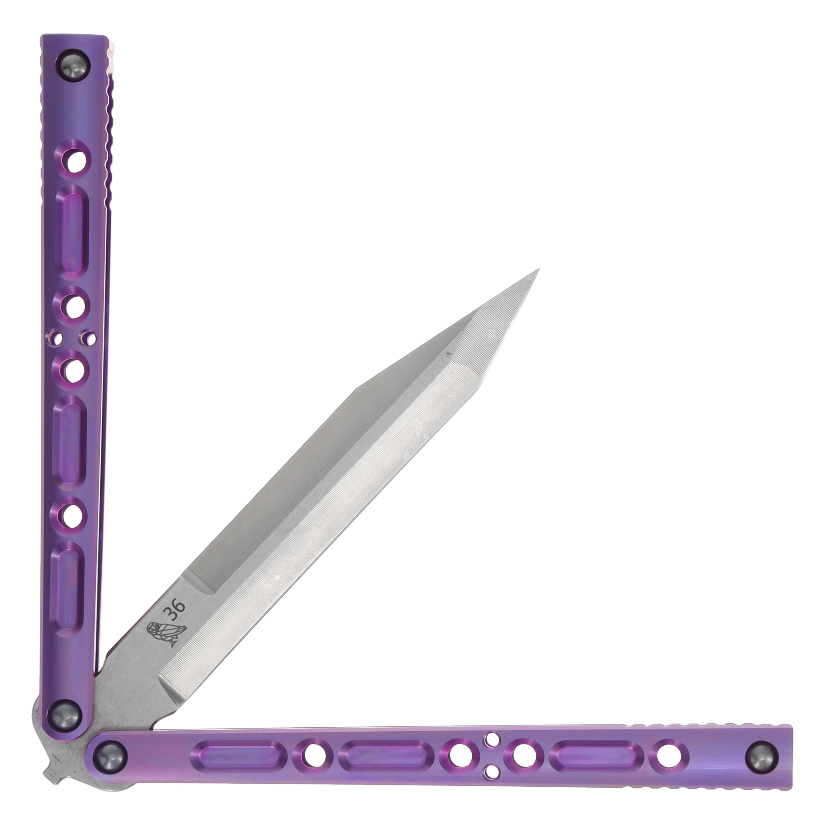 Lovins Customs Strix Balisong Pink Anodized Titanium S35VN CLV18 View 4