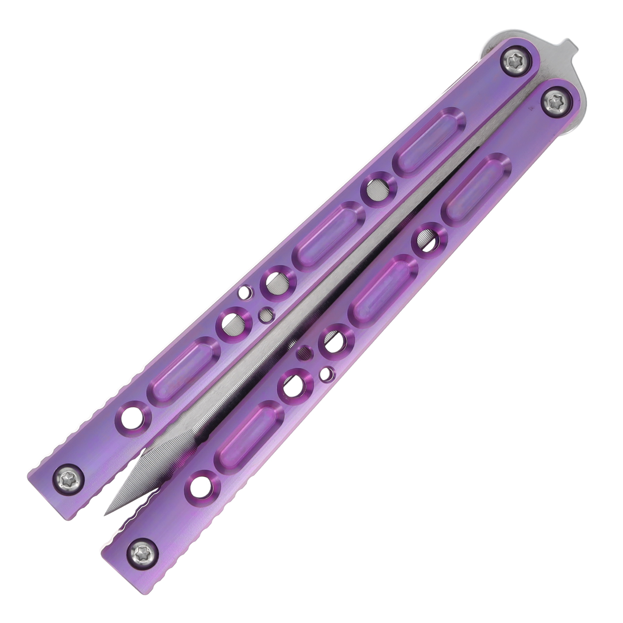 Lovins Customs Strix Balisong Pink Anodized Titanium S35VN CLV18 View 5