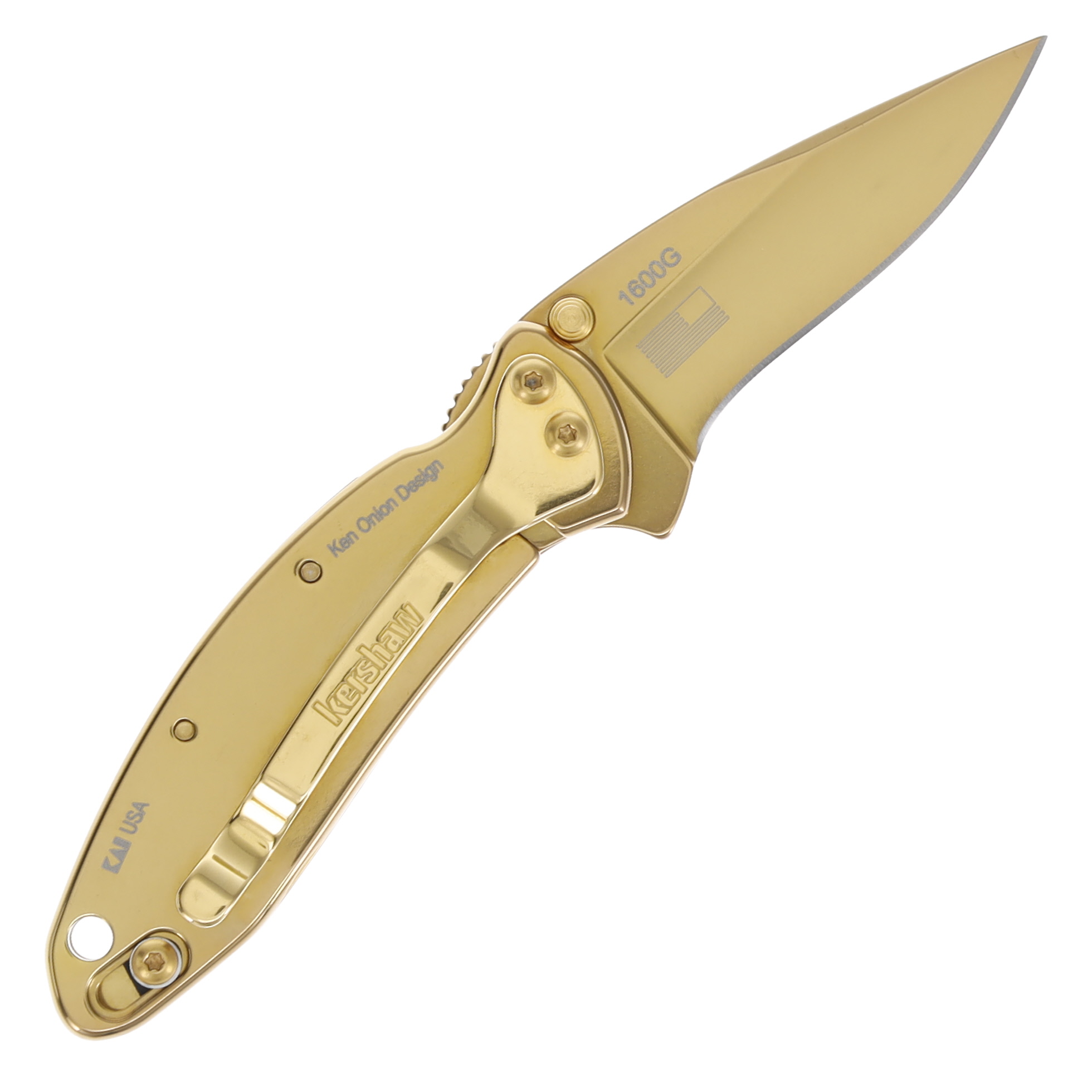 Kershaw Chive Spring Assisted Folding Knife 24K Gold Plated KS1600G View 2