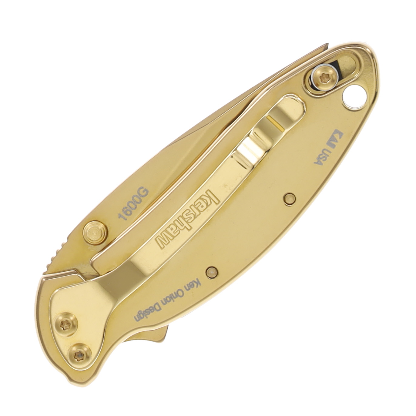 Kershaw Chive Spring Assisted Folding Knife 24K Gold Plated KS1600G View 4