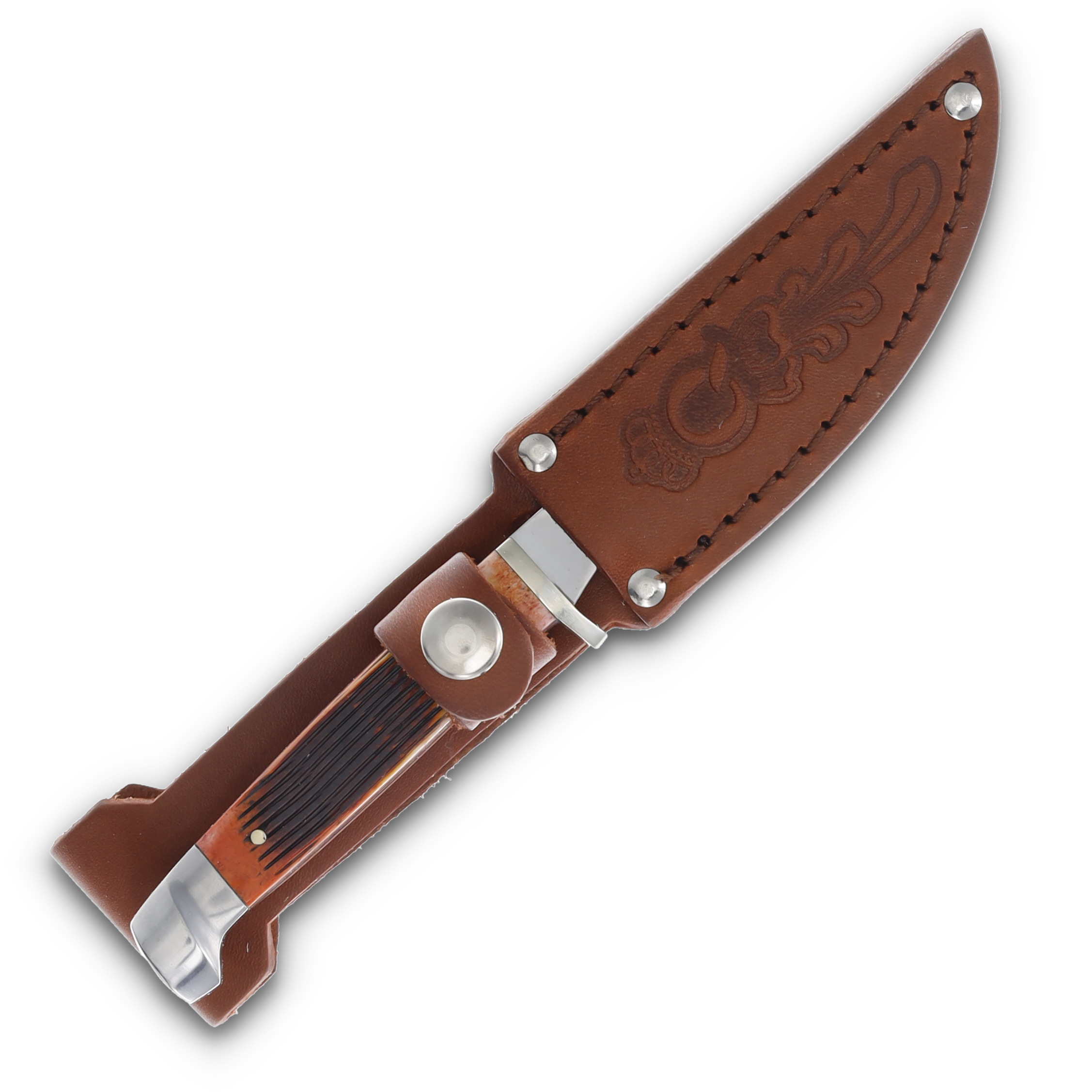 Queen USA Amber Winterbottom Bone Small Hunter Fixed Blade Knife QAWB63 View 6