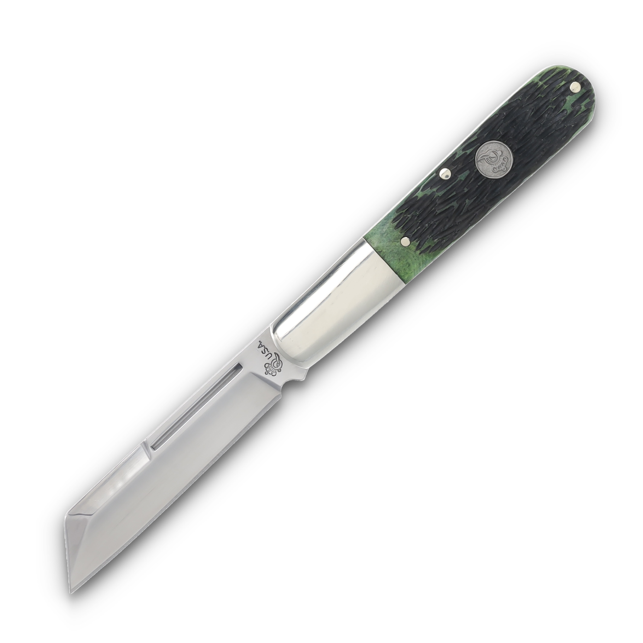 Queen USA Green Peach Seed Jigged Bone Large Sheepsfoot Barlow QGPS180 View 3
