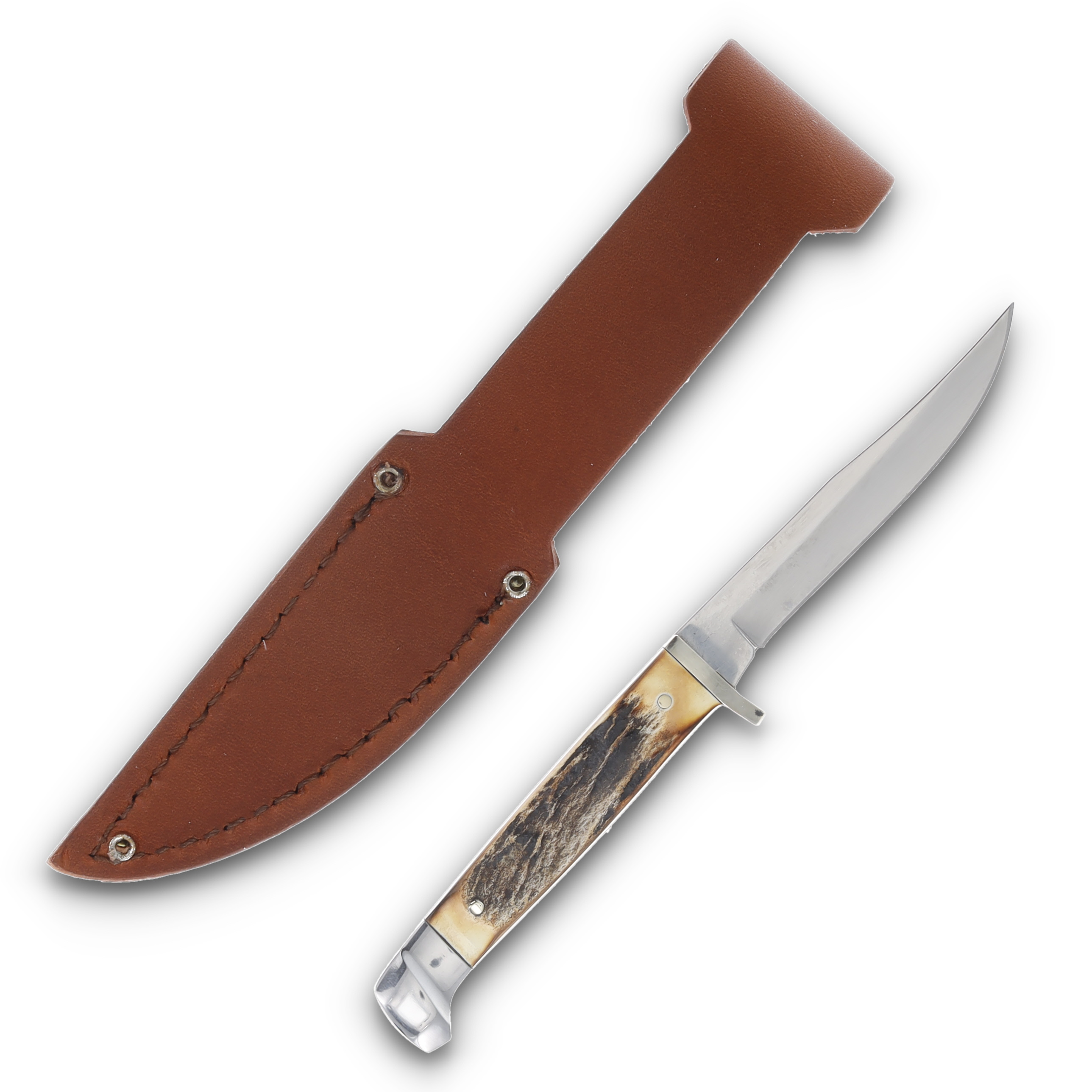 Queen USA Burnt Stag Horn Small Hunter Fixed Blade Knife QGSH63 View 2