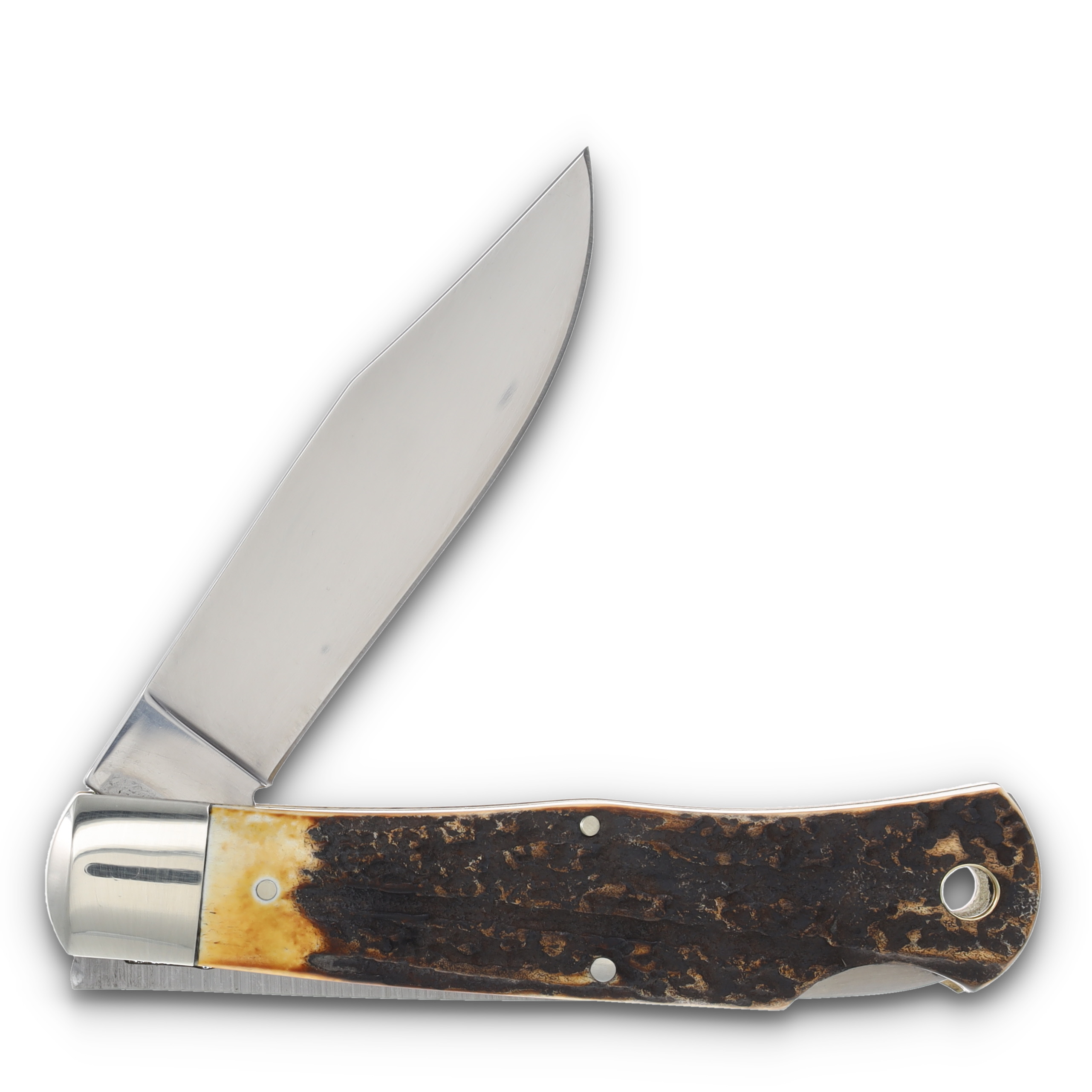 Queen Cutlery Lockback Folding Knife Burnt Stag Horn QGSH106 View 2