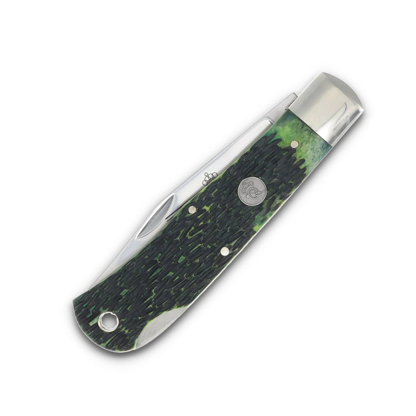 Queen Cutlery Green Peach Seed Jigged Bone One Blade Lockback Folding Knife QGPSB106 View 5