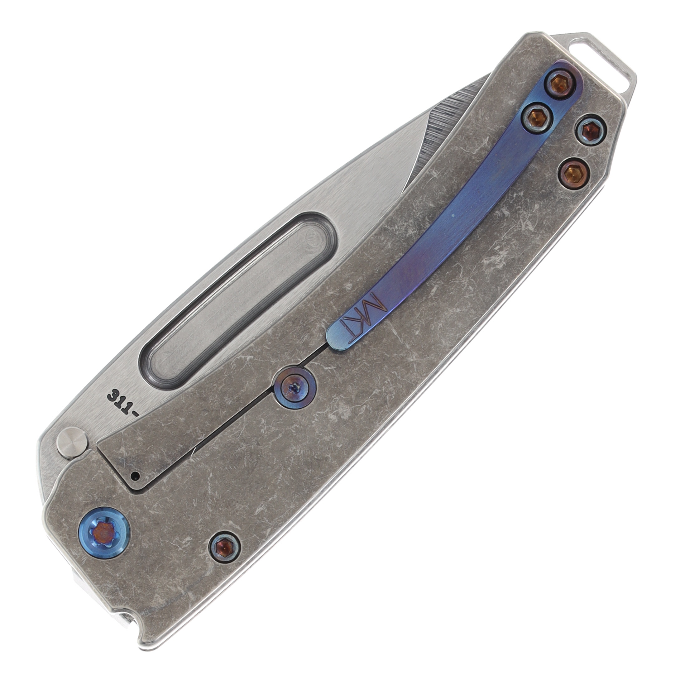 Medford Midi Marauder 3.25in Tumbled S45VN Drop Point Tumbled Titanium Flamed Hardware/Clip MK0334TD-01TM-TFCF-BN View 6