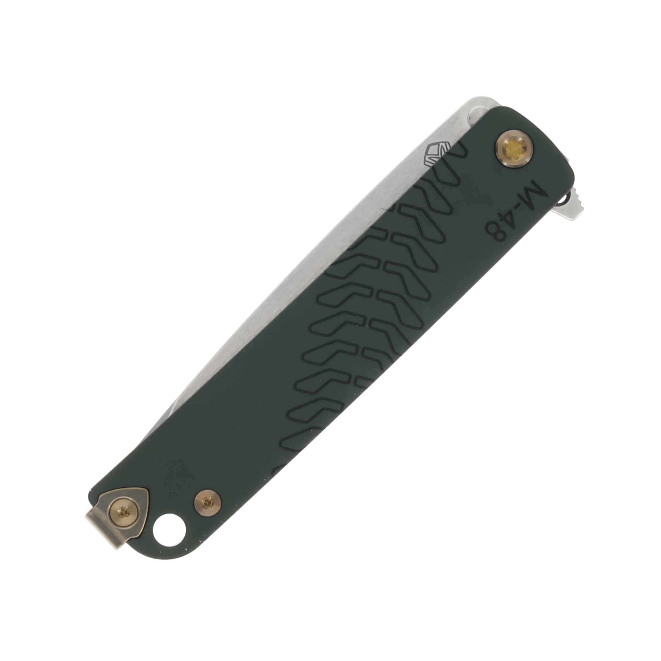 Medford M48 Folding Knife Tumbled S35VN Drop Point/Olive with Bronze Hardware MK2124TQ-40TM-TC1C-Q4 View 5