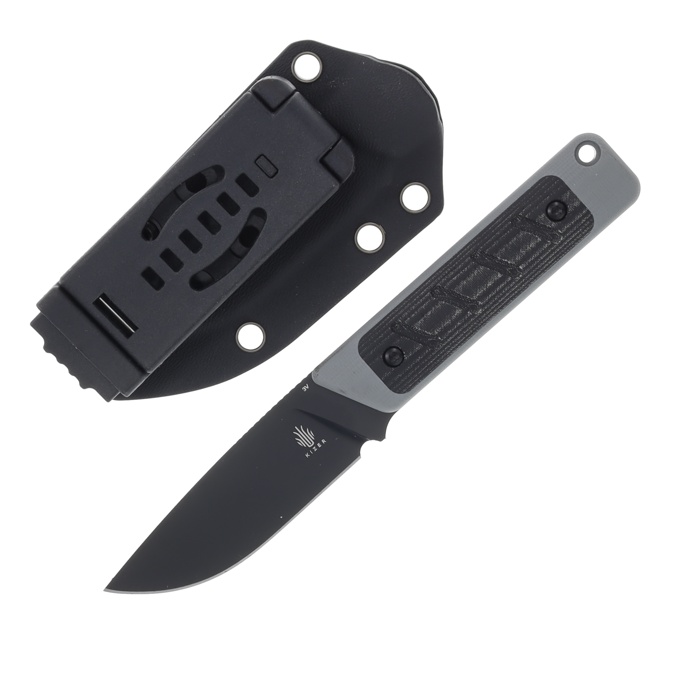 Kizer Smolt Fixed Blade 2.93" Black 3V Drop Point 1063A1 View 1