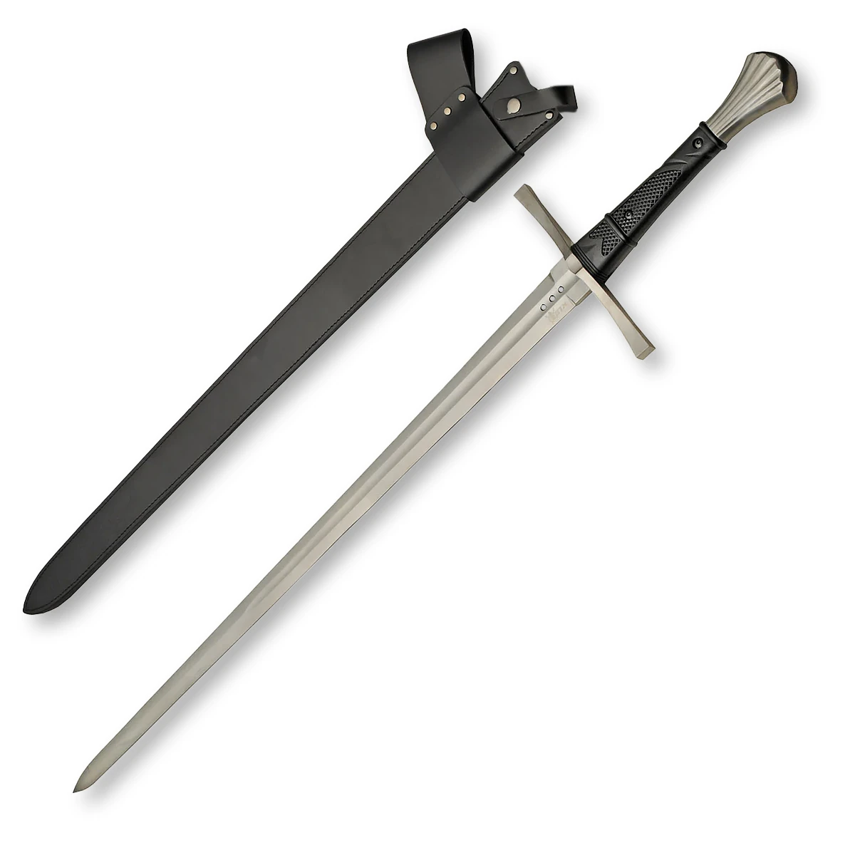BTX Fleur De Guerre Broad Sword Black TPR Handle 33.5in Plain Blade BTX-2800 View 1
