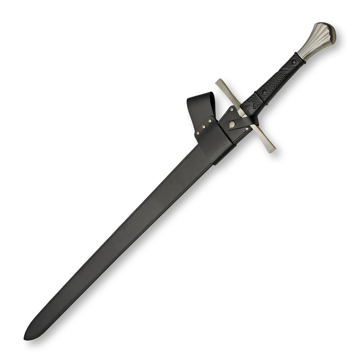 BTX Fleur De Guerre Broad Sword Black TPR Handle 33.5in Plain Blade BTX-2800 View 3