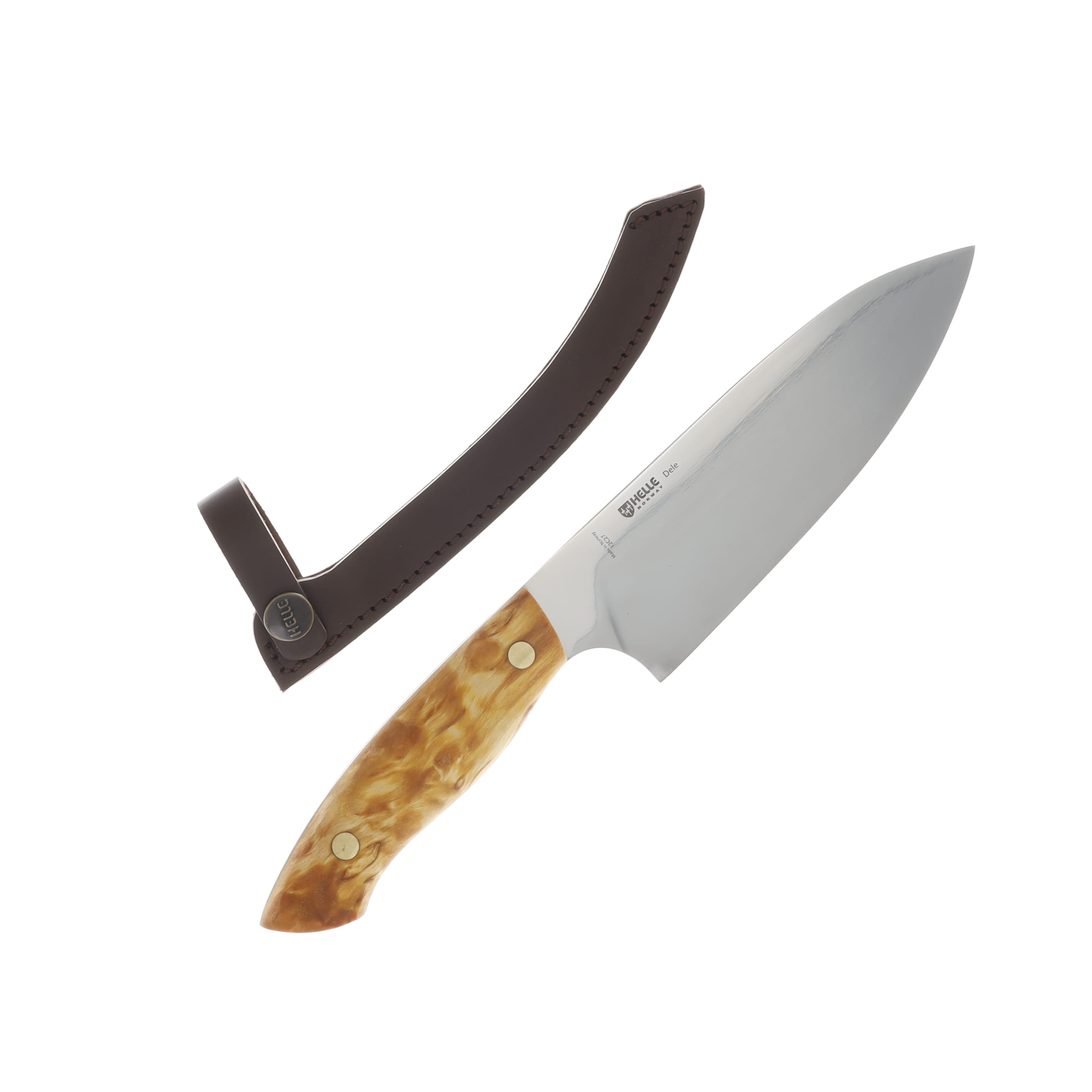 Helle Dele Outdoor Chef Knife Curly Birch 6.29 Inch Plain Satin Chef HF200800 View 1